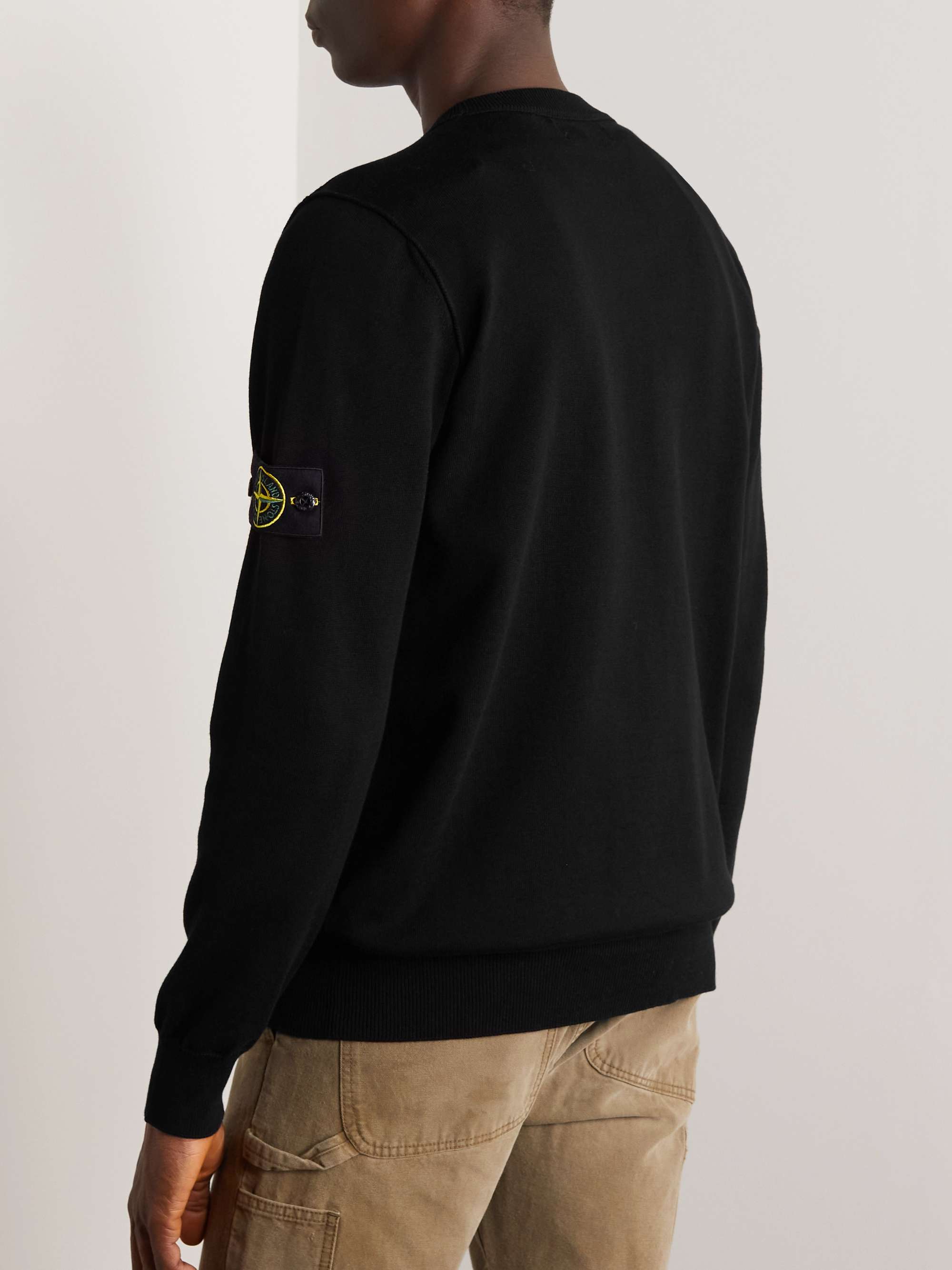 STONE ISLAND Logo-Appliquéd Cotton Sweater