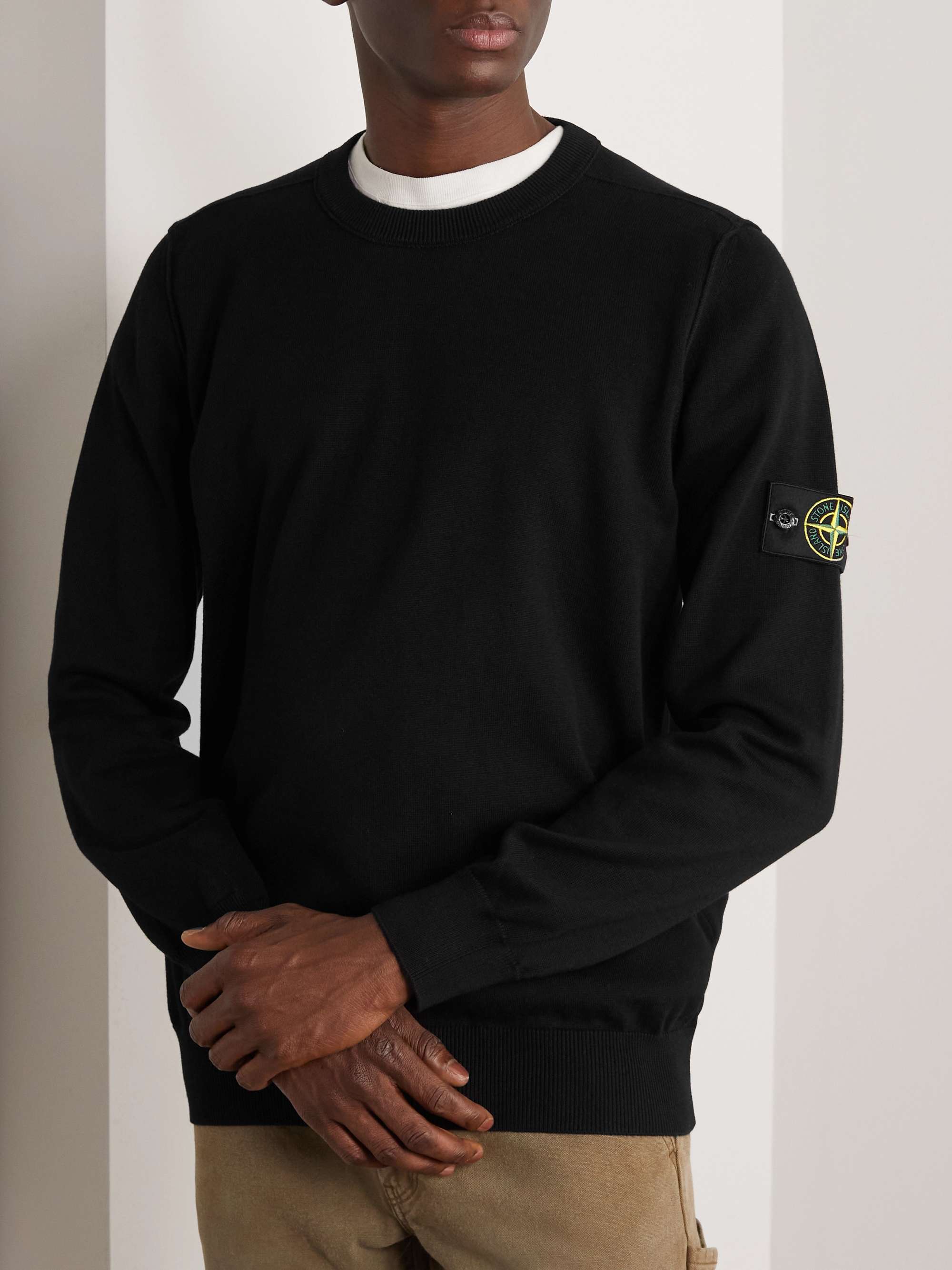 STONE ISLAND Logo-Appliquéd Cotton Sweater