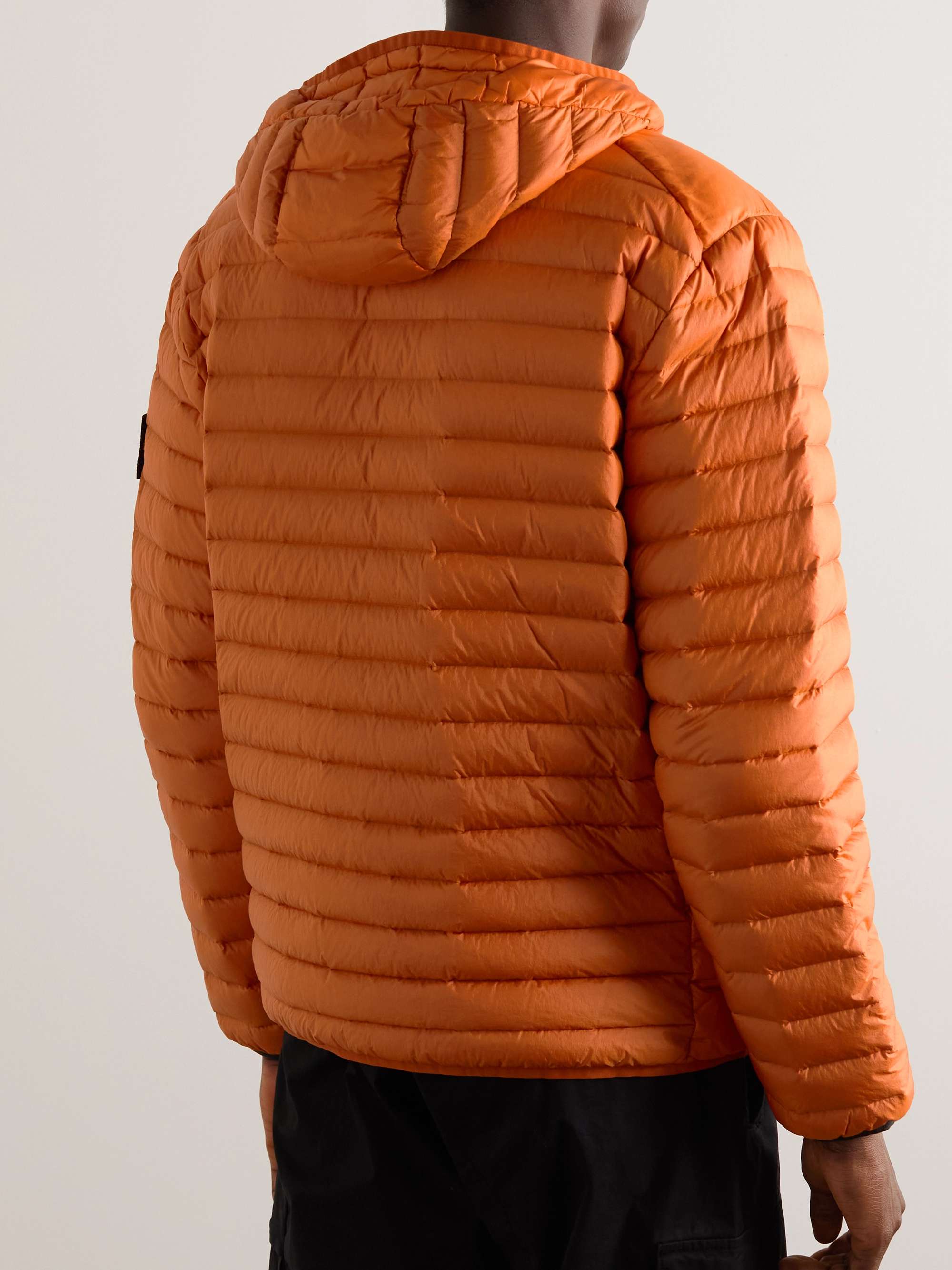 STONE ISLAND Logo-Appliquéd Quilted Nylon Hooded Down Jacket