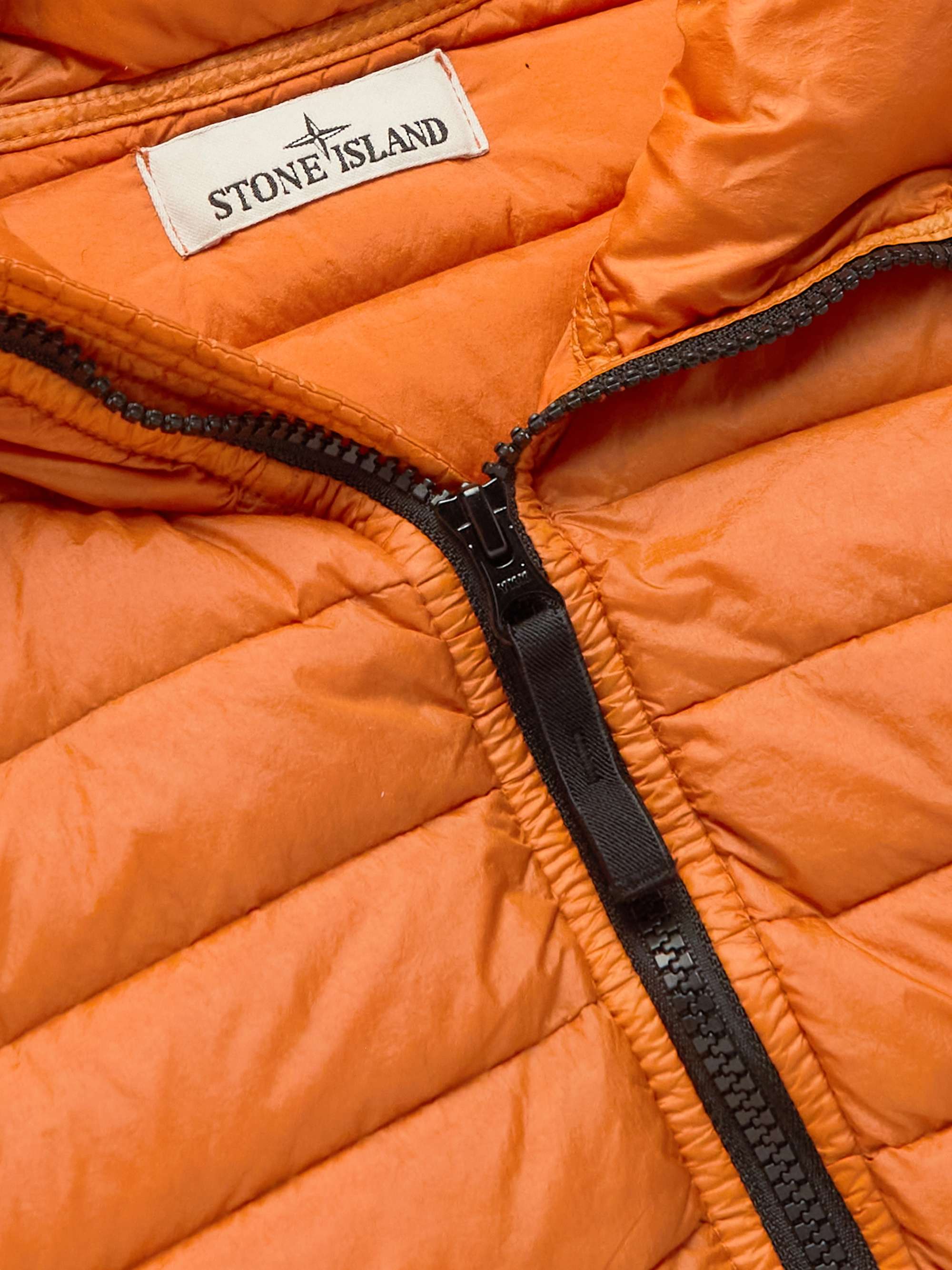 STONE ISLAND Logo-Appliquéd Quilted Nylon Hooded Down Jacket