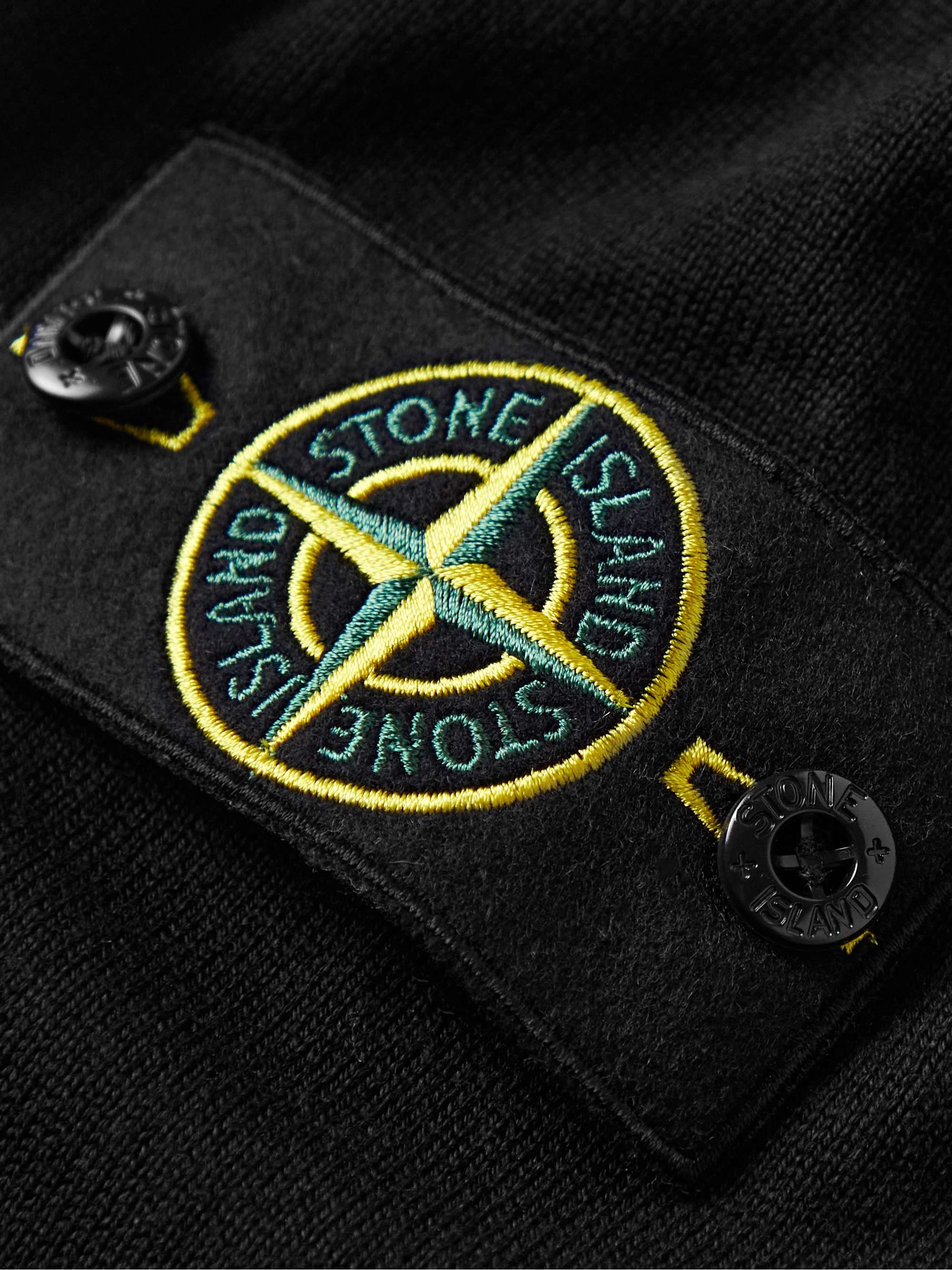 STONE ISLAND Logo-Appliquéd Organic Cotton Zip-Up Cardigan