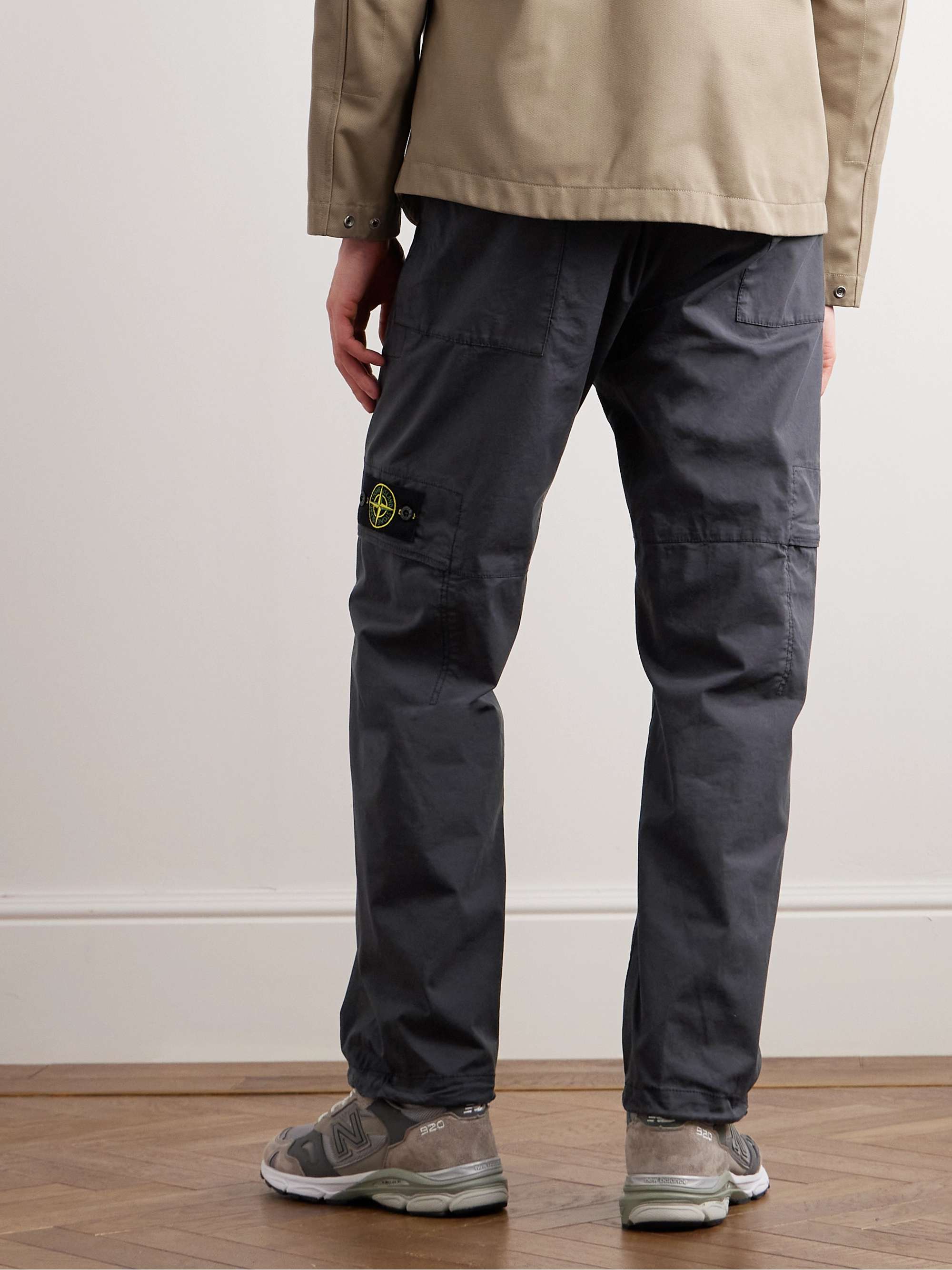 STONE ISLAND Logo-Appliquéd Straight-Leg Supima Cotton-Blend Twill Cargo Trousers