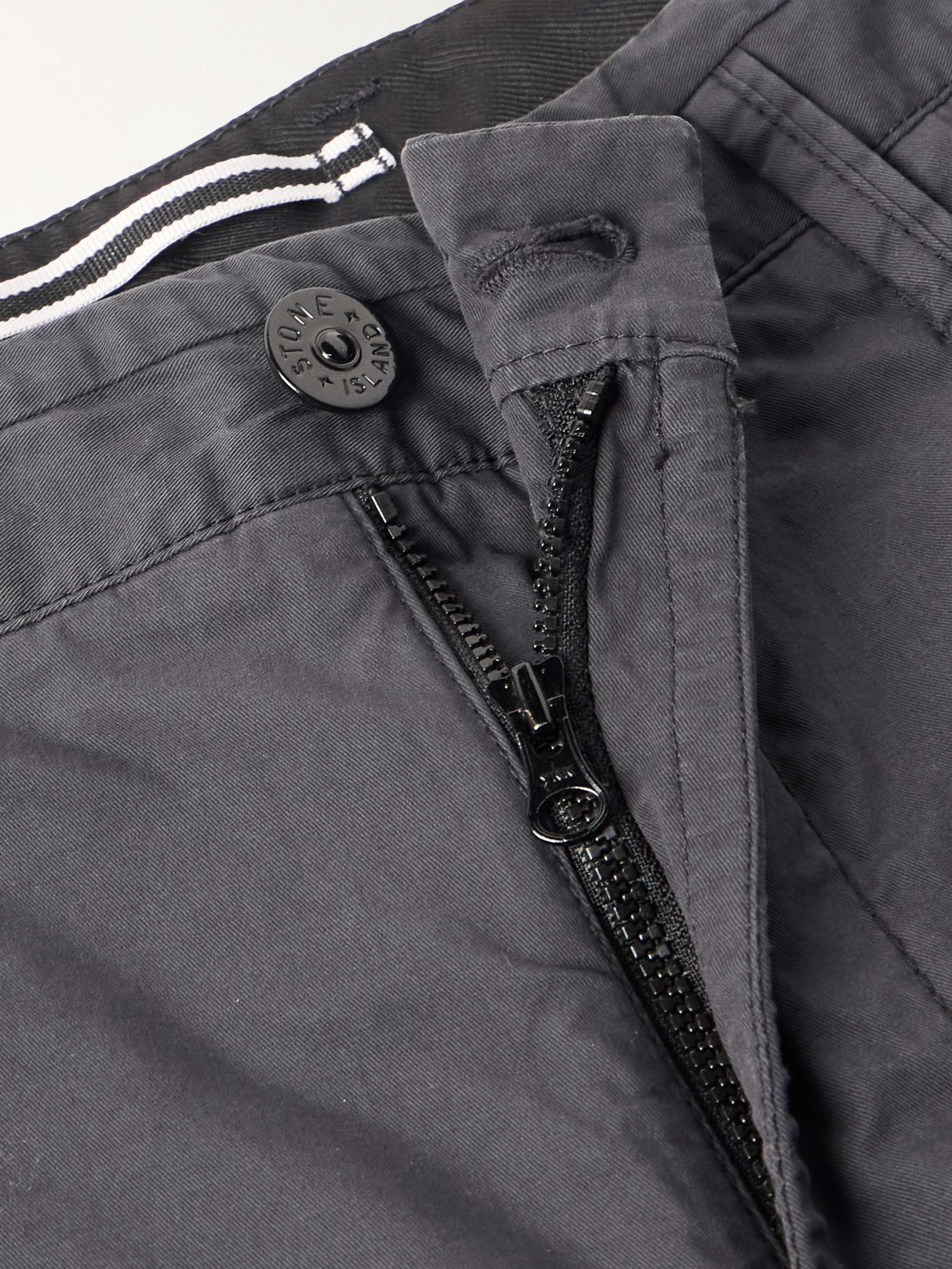 STONE ISLAND Logo-Appliquéd Straight-Leg Supima Cotton-Blend Twill Cargo Trousers