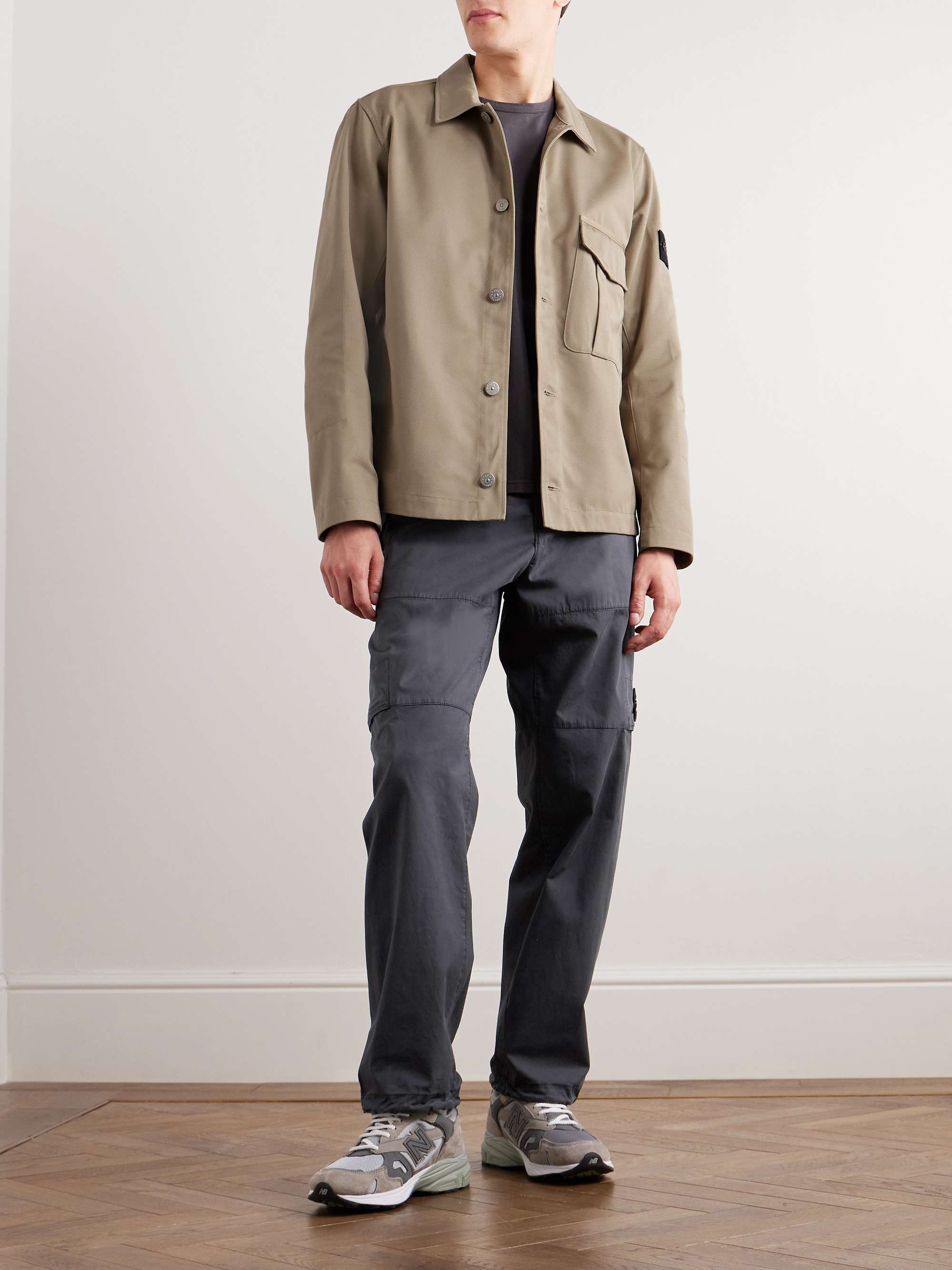 STONE ISLAND Logo-Appliquéd Straight-Leg Supima Cotton-Blend Twill Cargo Trousers