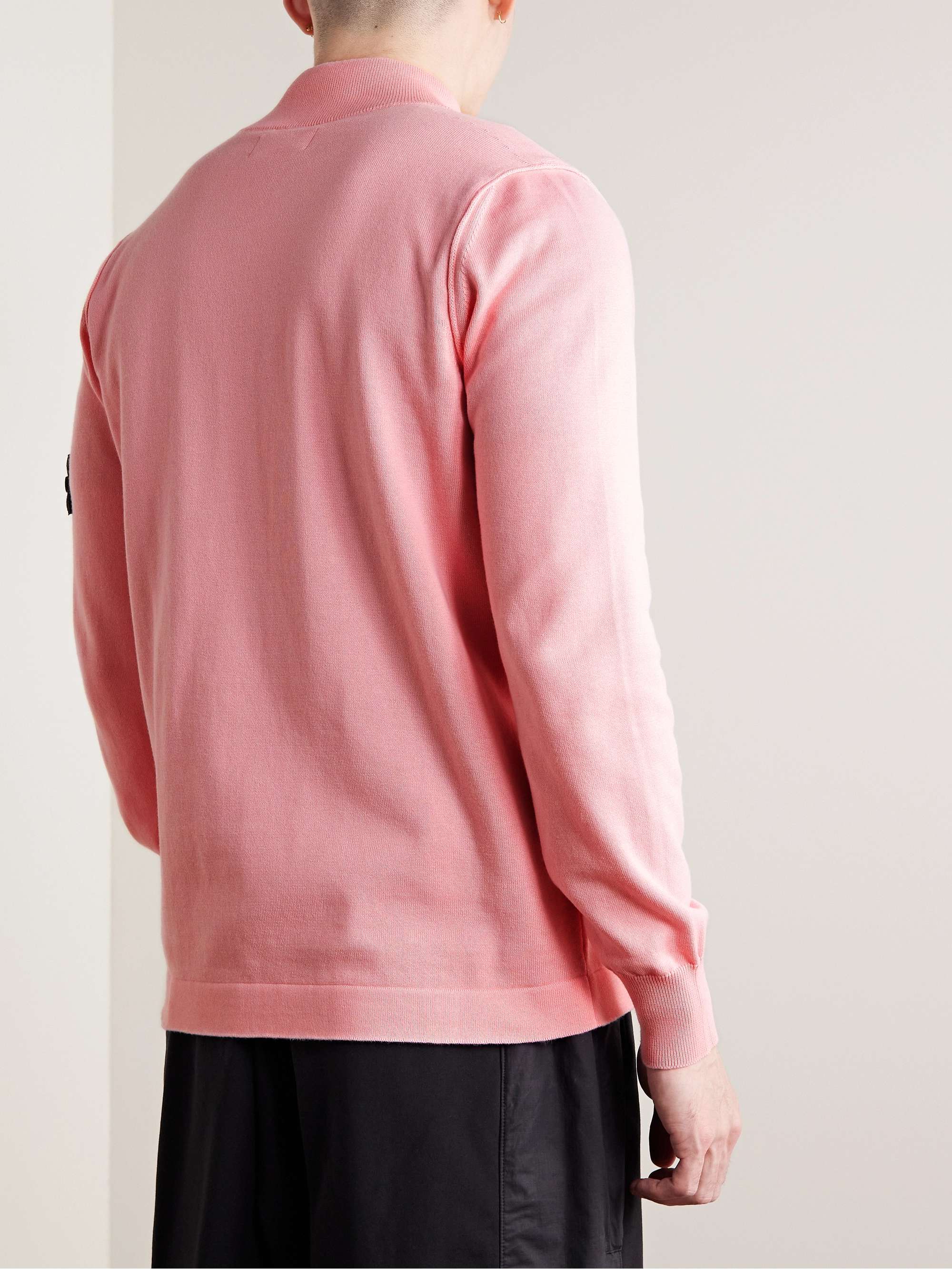 STONE ISLAND Logo-Appliquéd Organic Cotton Zip-Up Cardigan