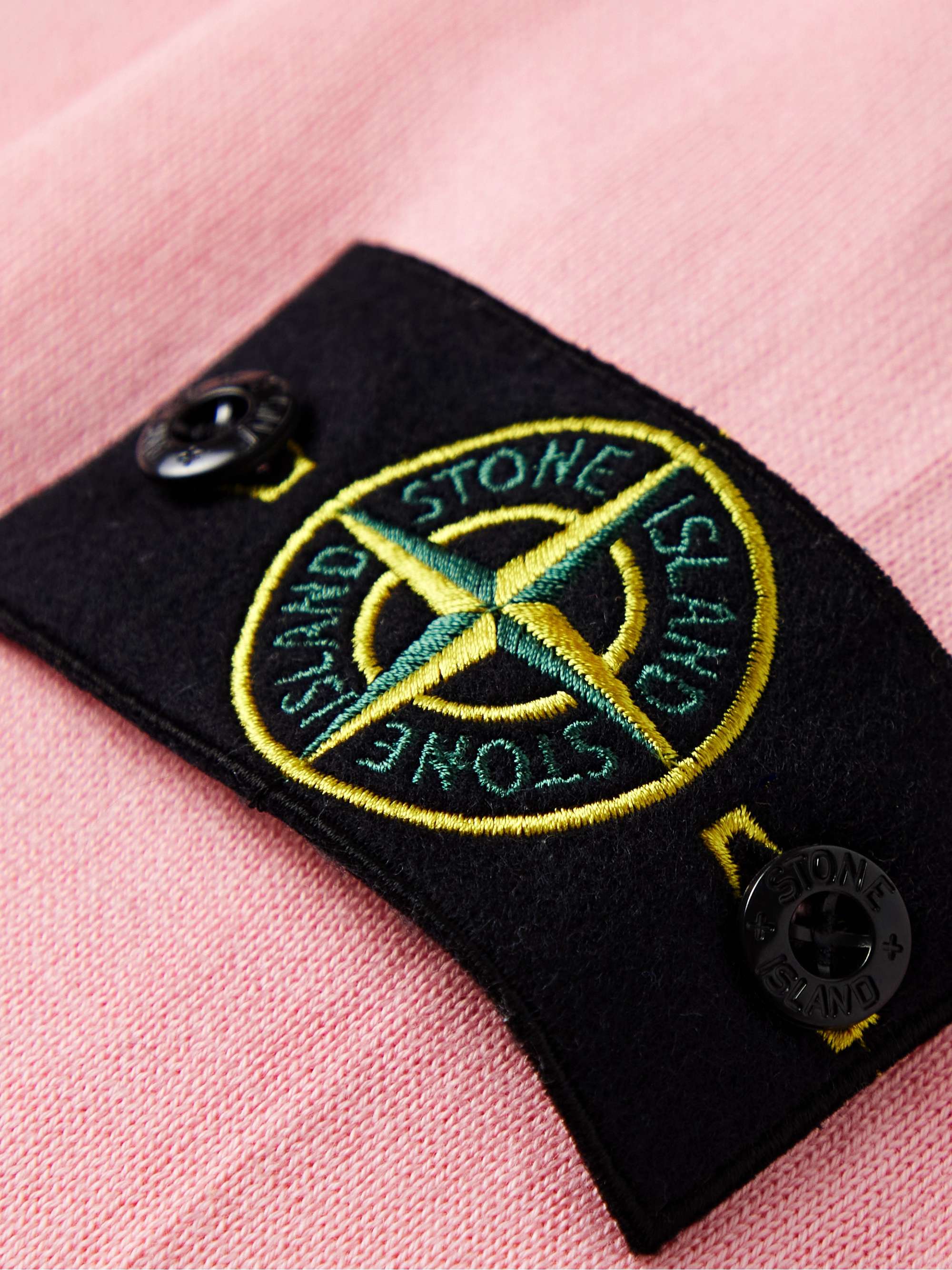 STONE ISLAND Logo-Appliquéd Organic Cotton Zip-Up Cardigan