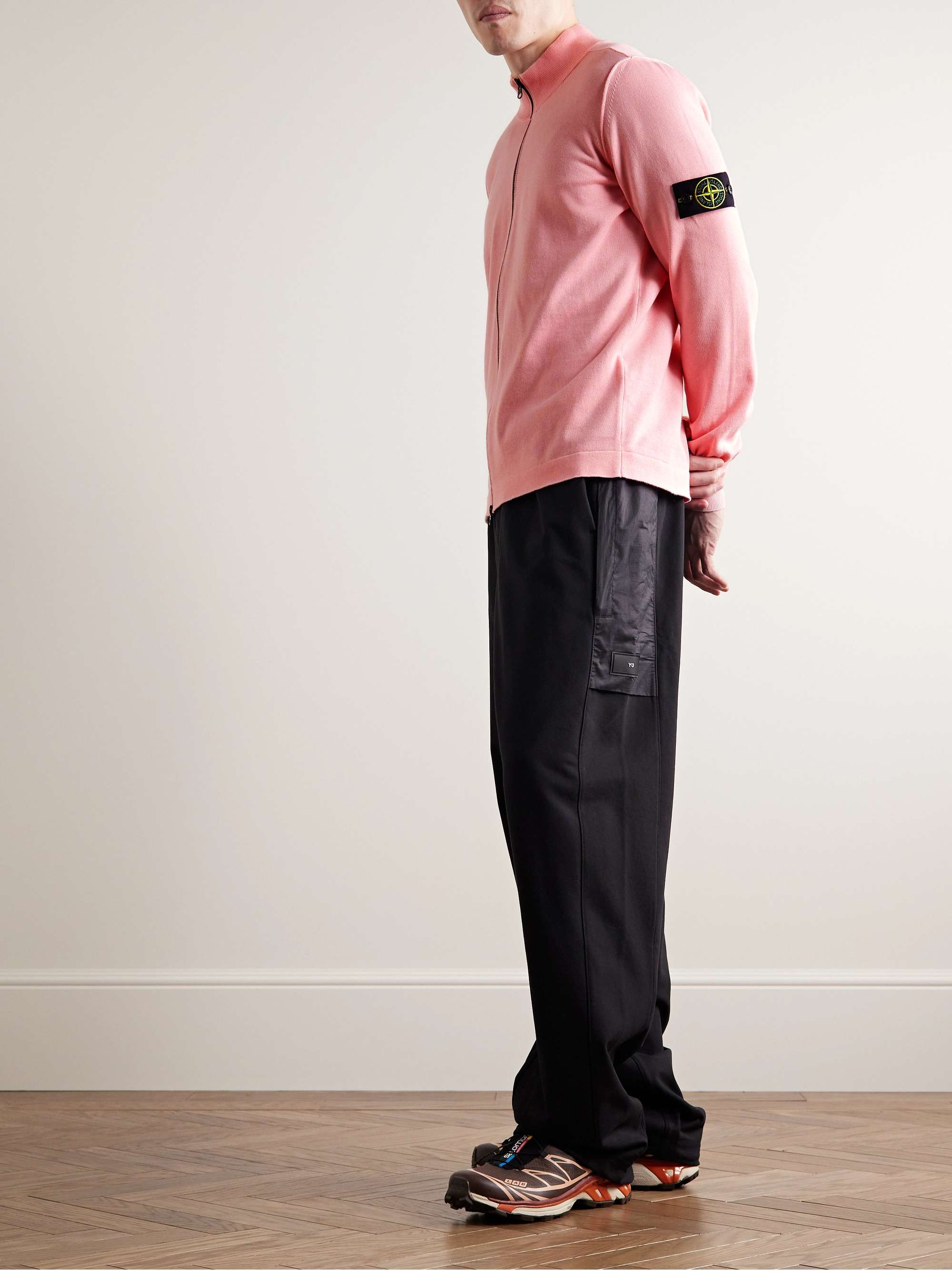 STONE ISLAND Logo-Appliquéd Organic Cotton Zip-Up Cardigan