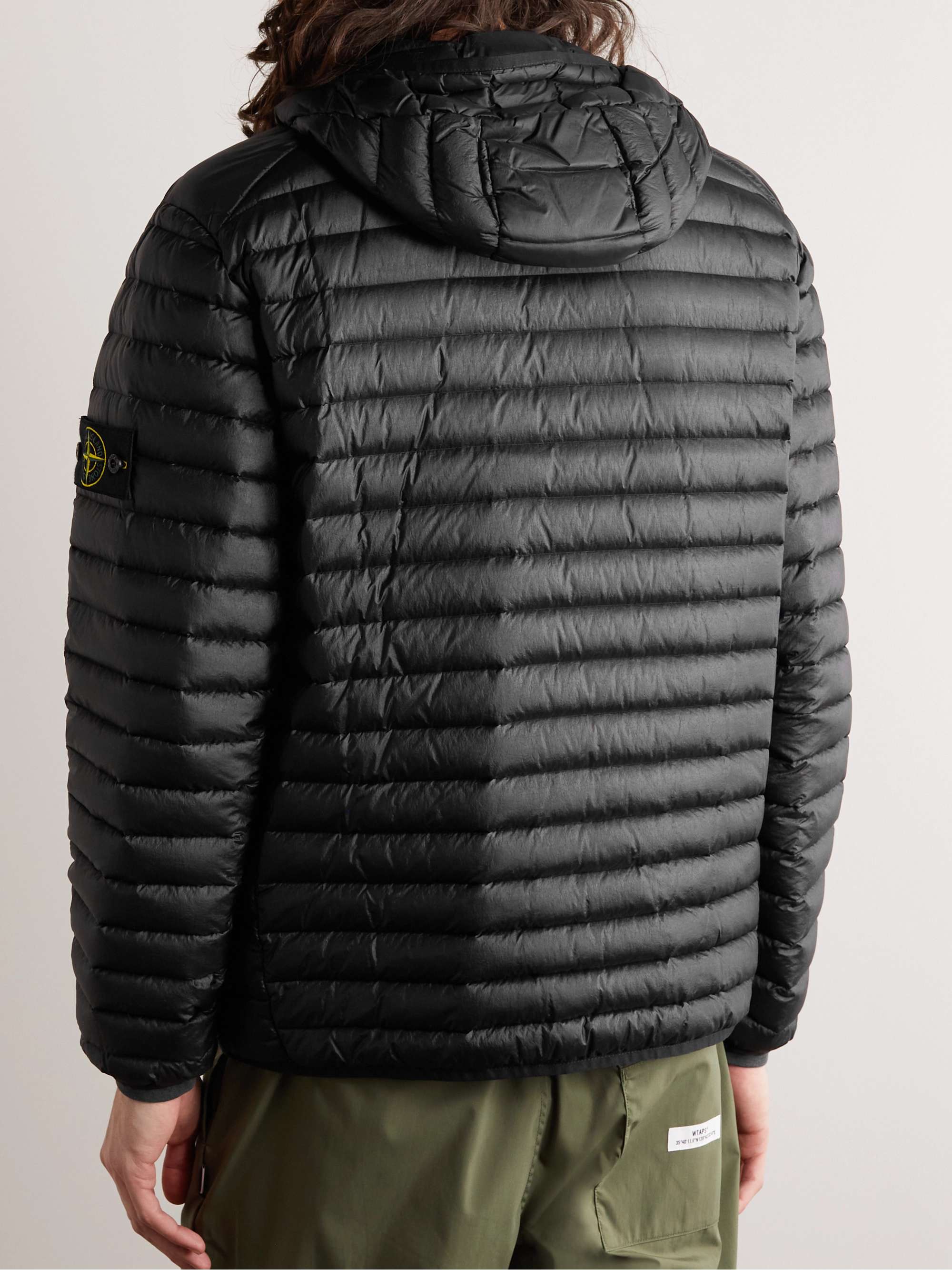 STONE ISLAND Logo-Appliquéd Quilted Nylon Hooded Down Jacket