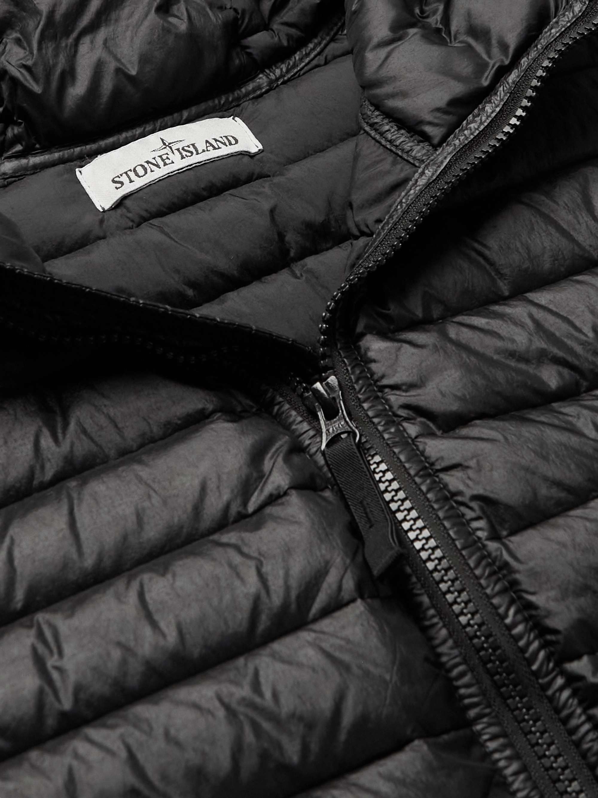 STONE ISLAND Logo-Appliquéd Quilted Nylon Hooded Down Jacket