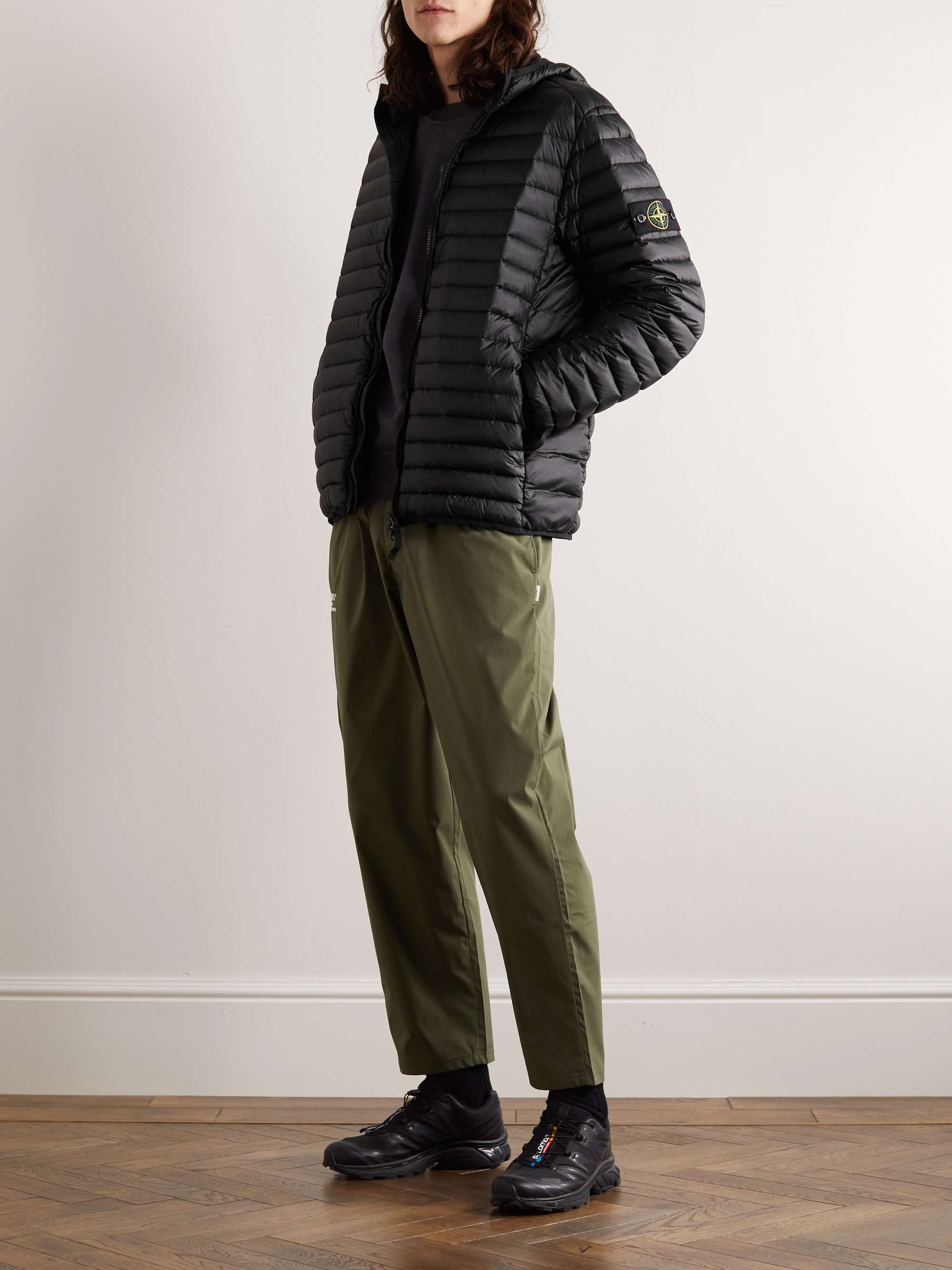 STONE ISLAND Logo-Appliquéd Quilted Nylon Hooded Down Jacket