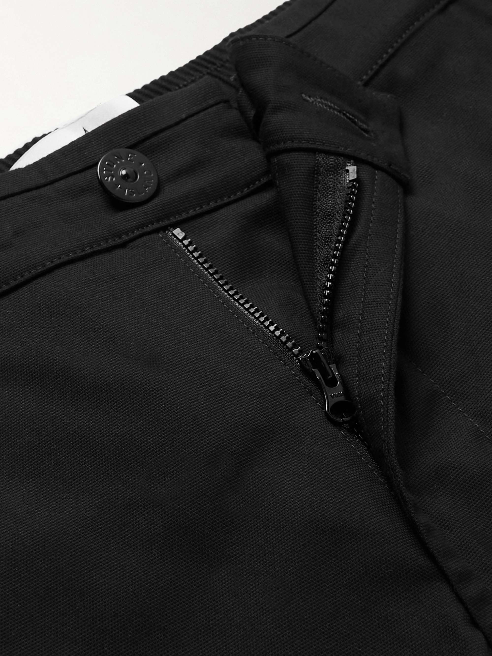 STONE ISLAND Straight-Leg Logo-Embroidered Cotton-Blend Cargo Trousers