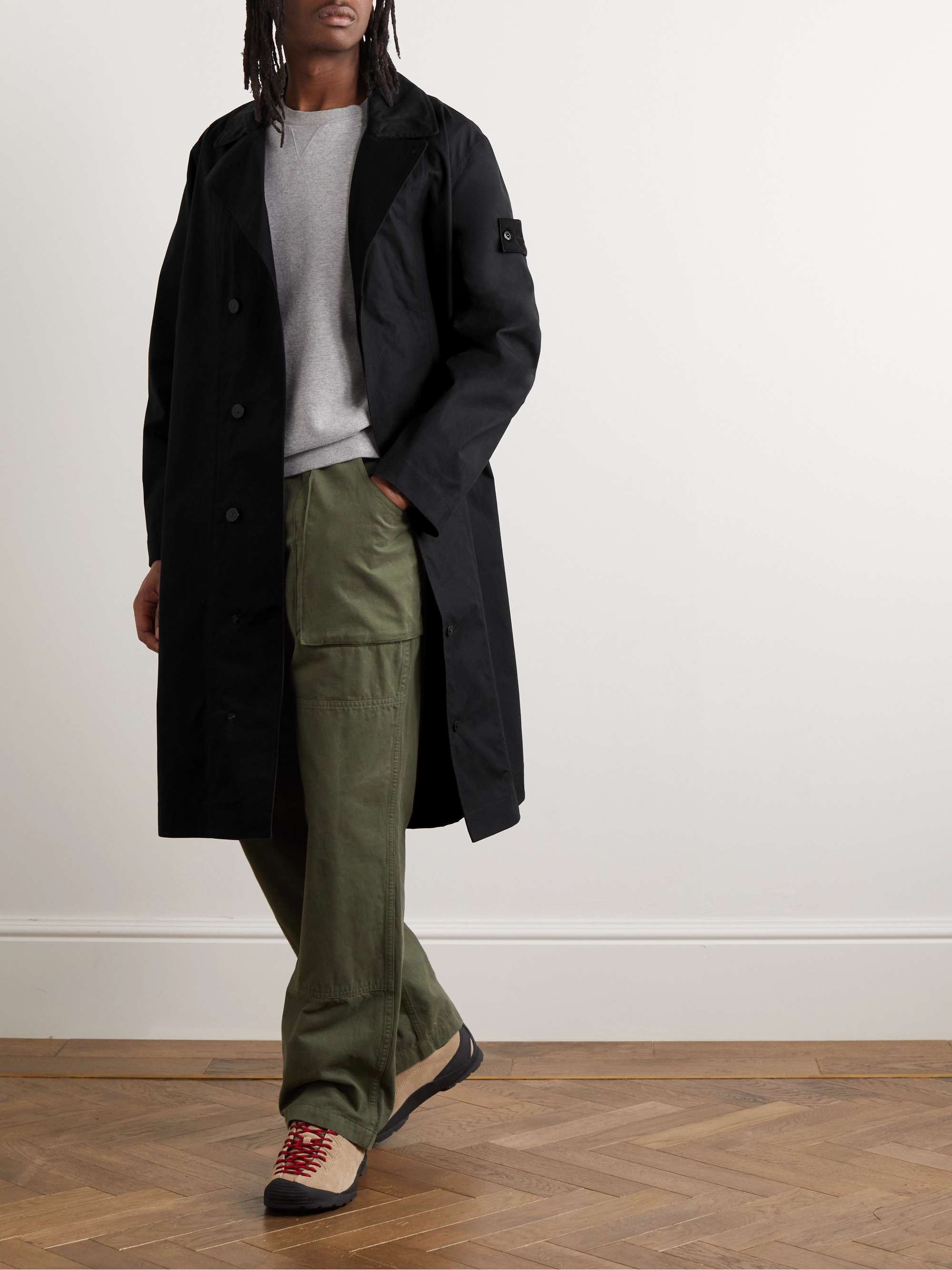 STONE ISLAND Ghost Logo-Appliquéd Cotton Coat
