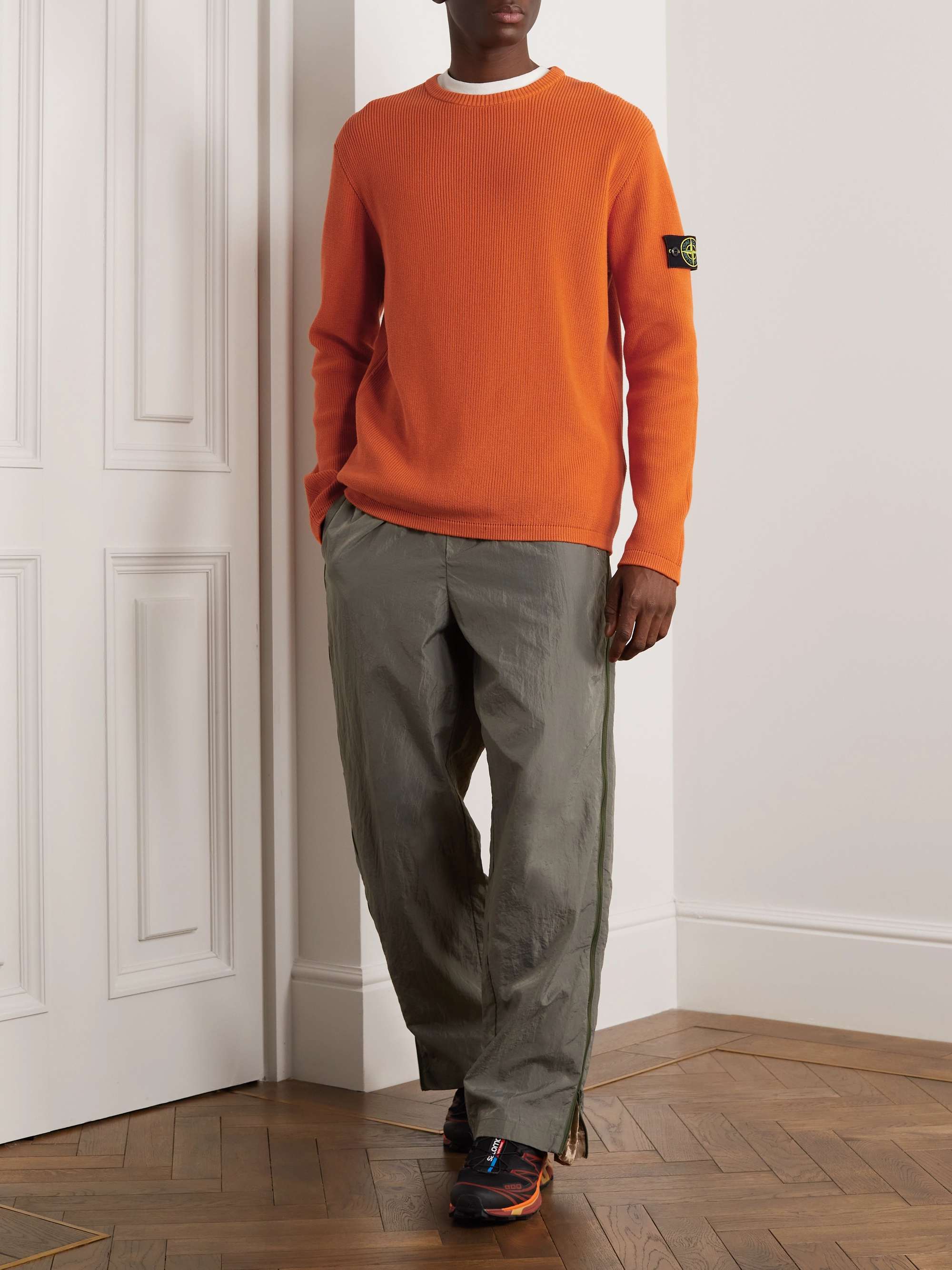 STONE ISLAND Logo-Appliquéd Cotton Sweater