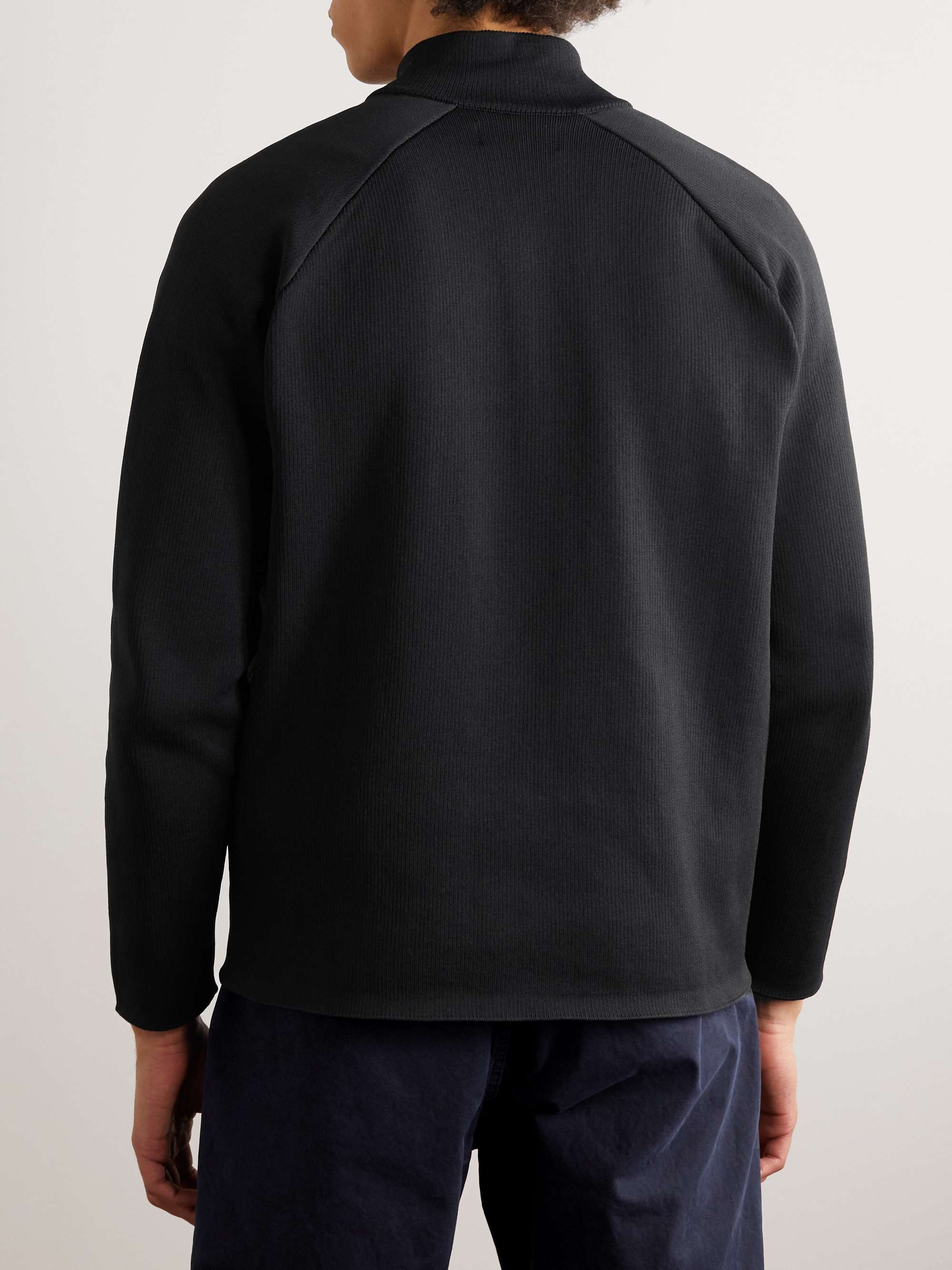 STONE ISLAND Logo-Embroidered Ribbed-Knit Zip-Up Sweater for Men | MR ...