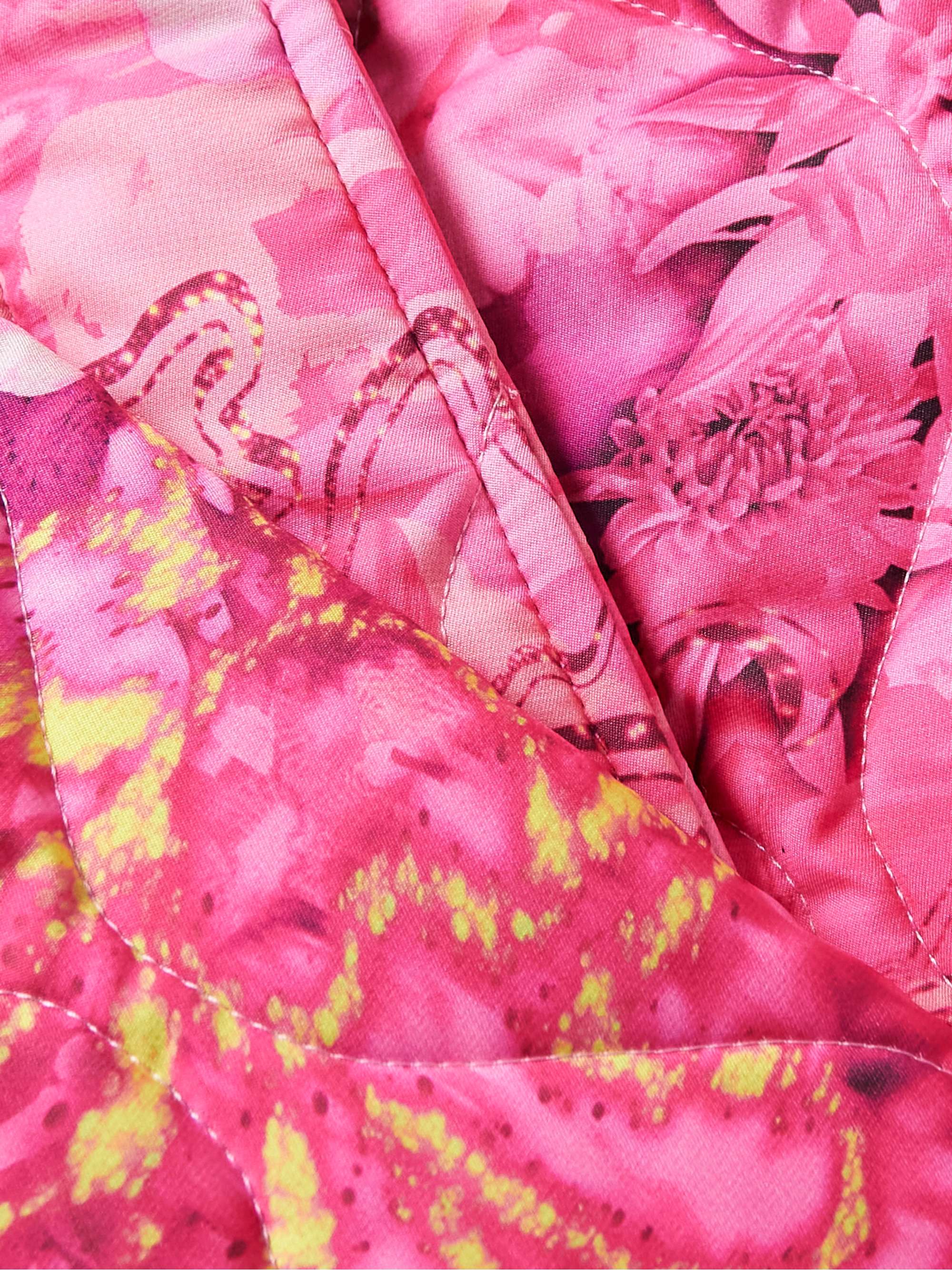 Pink Valley Quilted Padded Printed Shell Hooded Jacket COLLINA STRADA