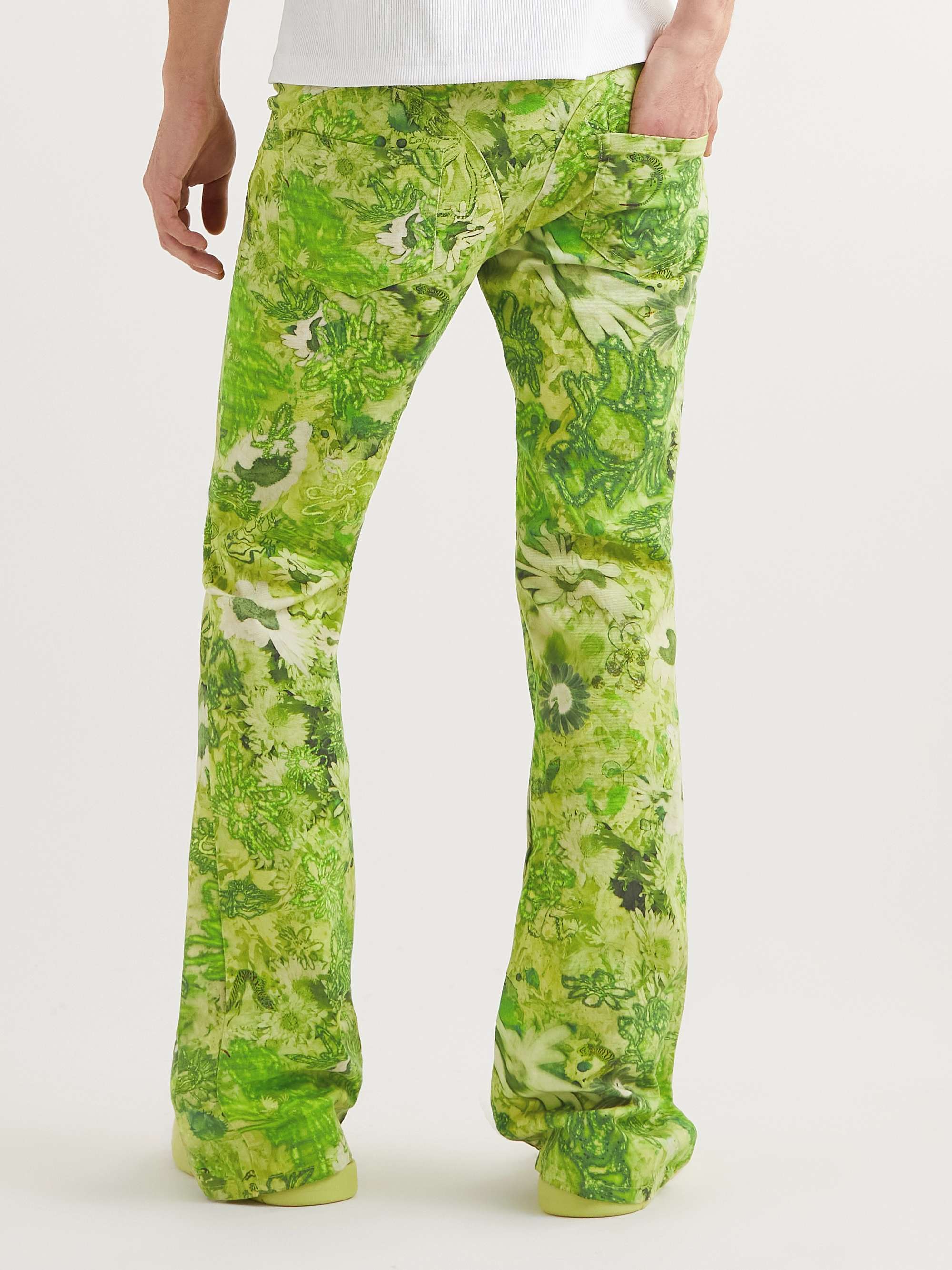 COLLINA STRADA Puddle Slim-Fit Flared Floral-Print Cotton-Twill Trousers
