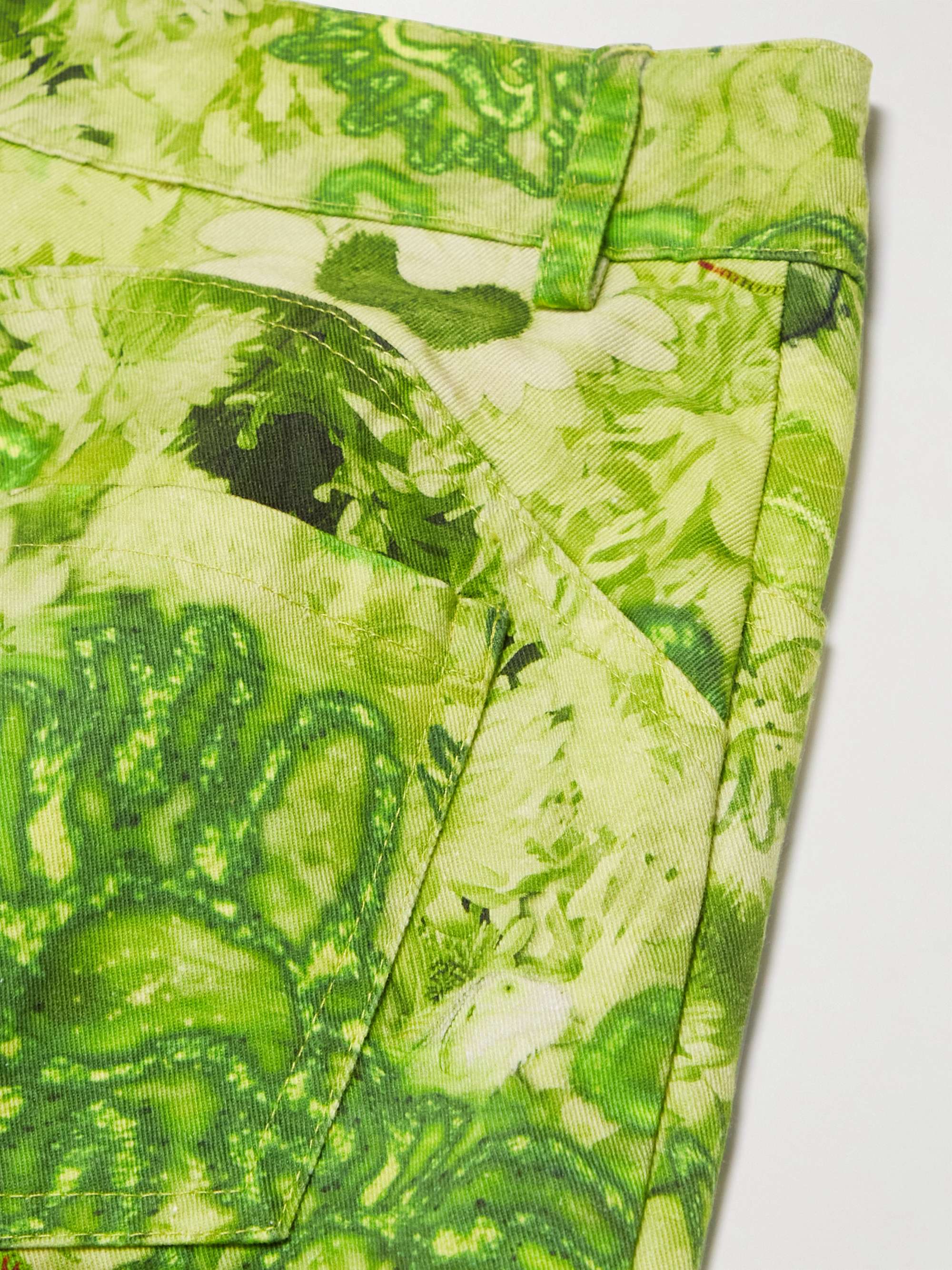 COLLINA STRADA Puddle Slim-Fit Flared Floral-Print Cotton-Twill Trousers