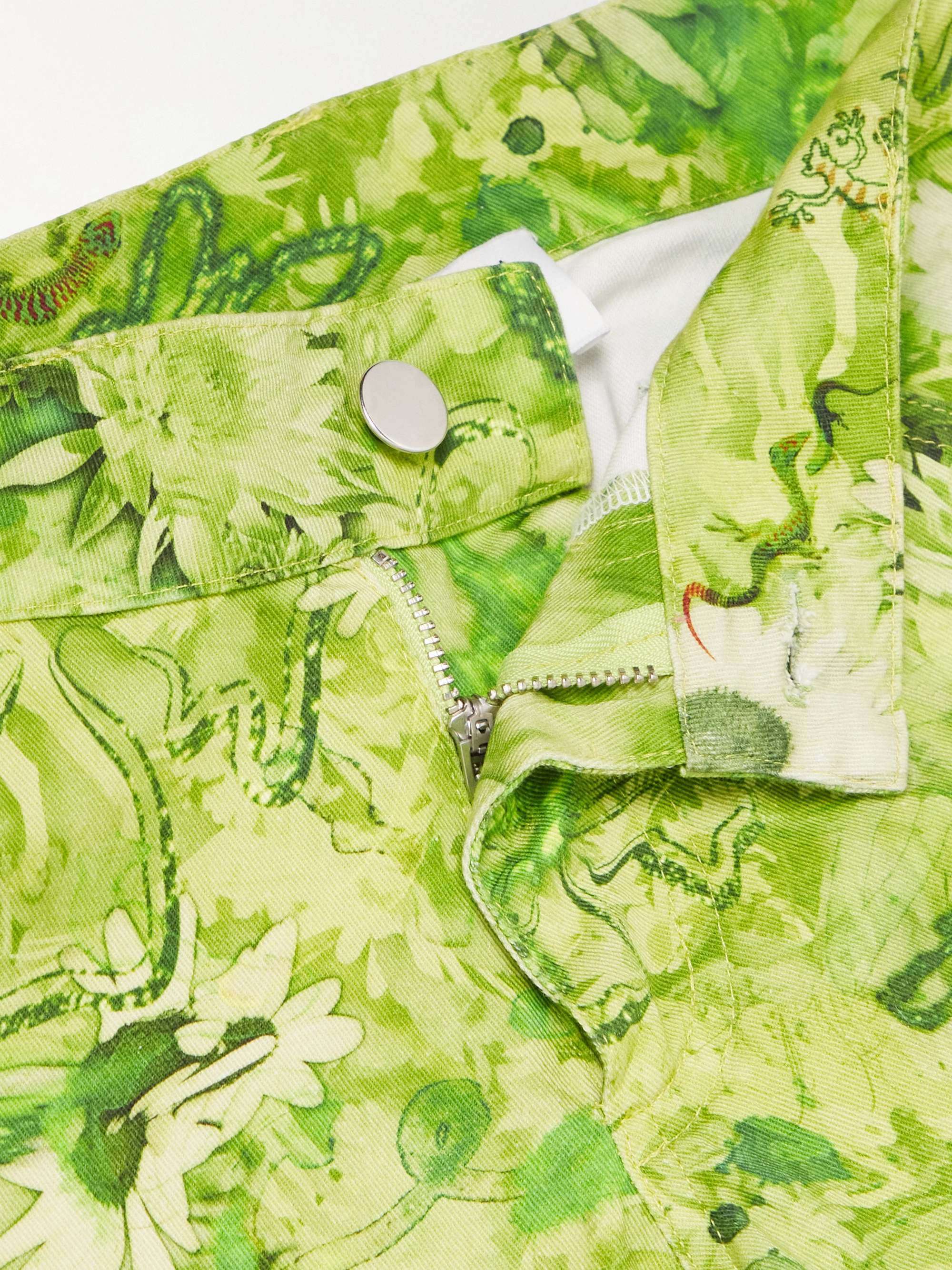 COLLINA STRADA Puddle Slim-Fit Flared Floral-Print Cotton-Twill Trousers