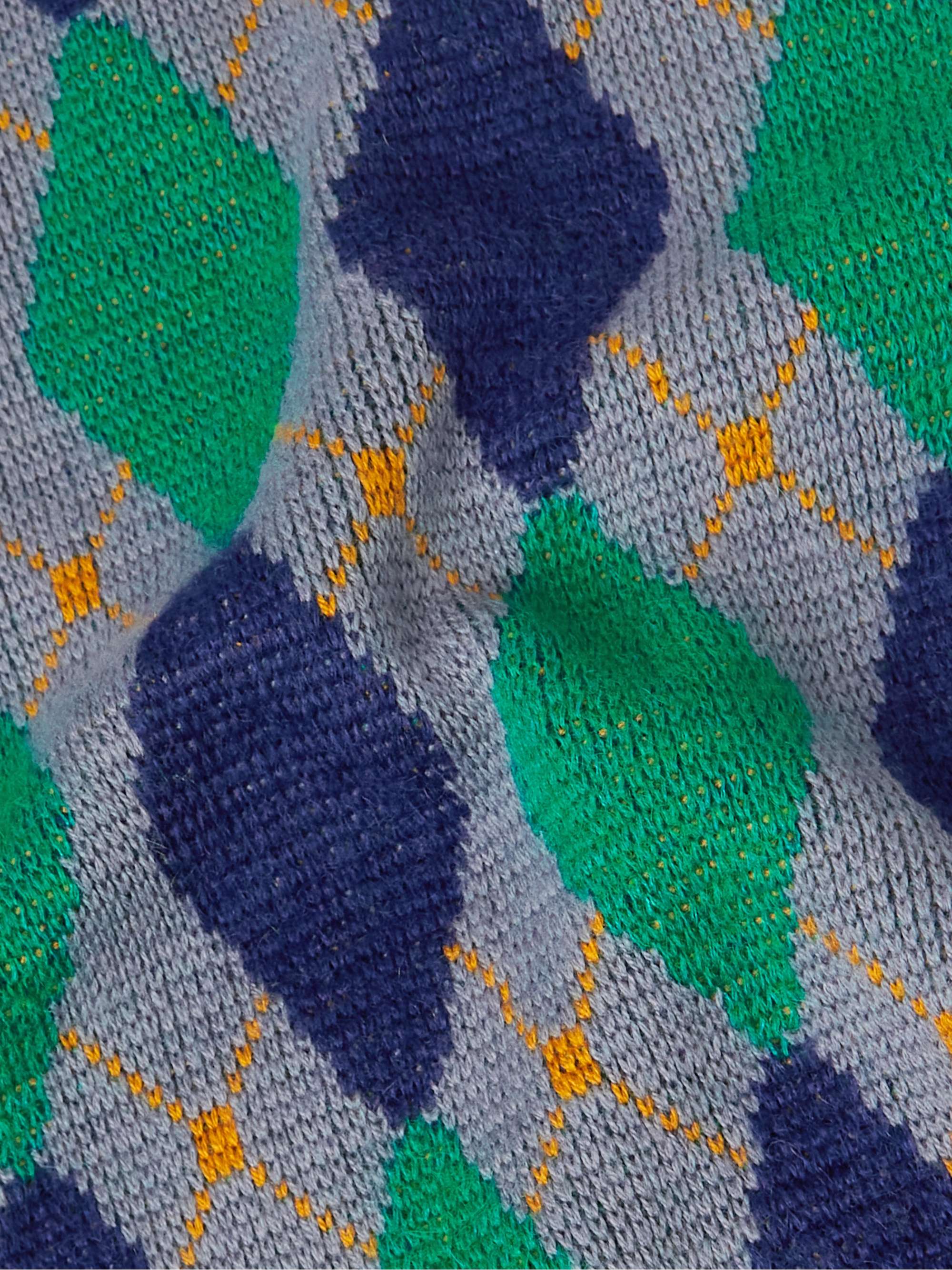 WALES BONNER Argyle Wool-Trimmed Mohair-Blend Cardigan