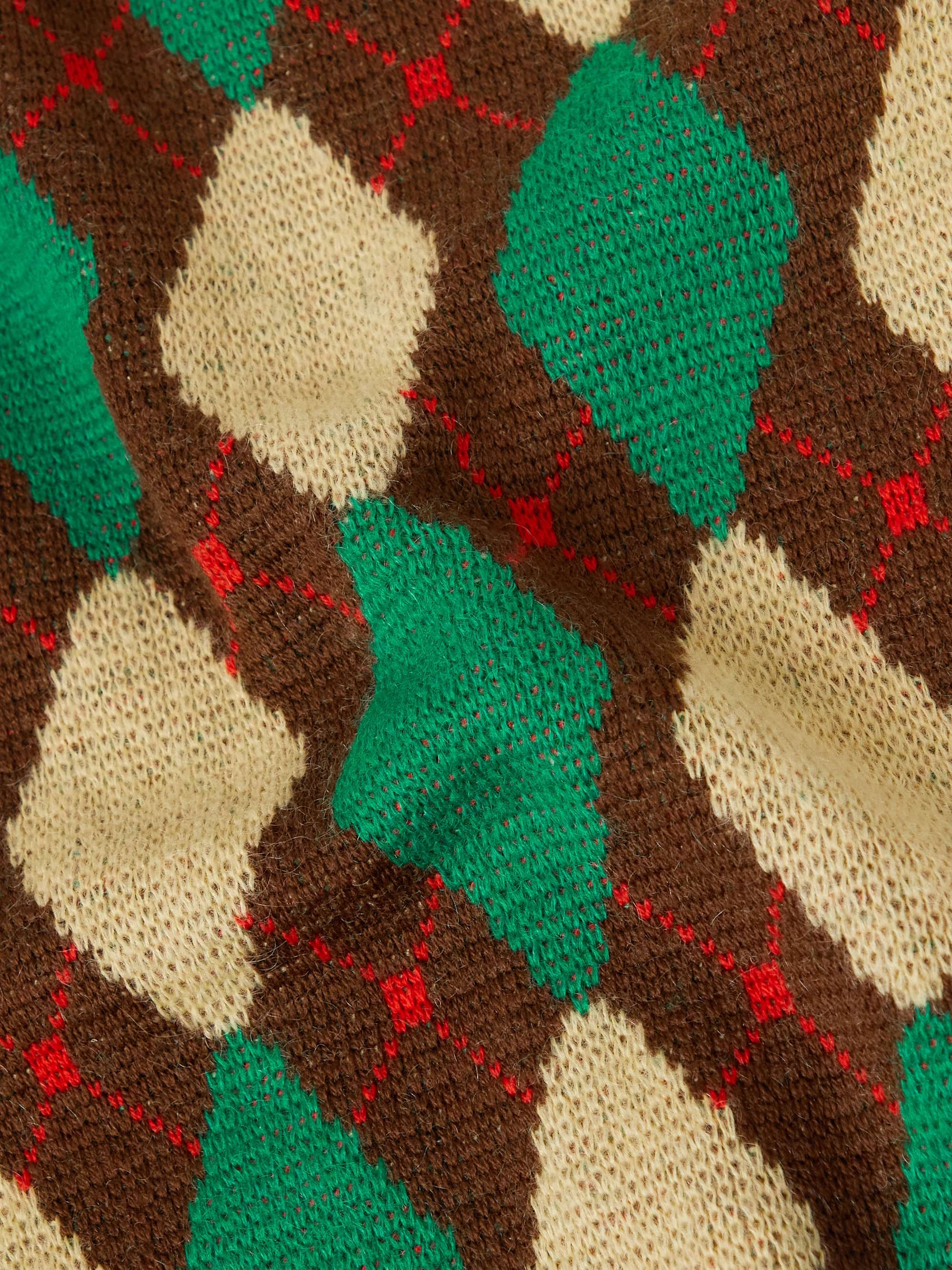 WALES BONNER Argyle Wool-Trimmed Mohair-Blend Cardigan