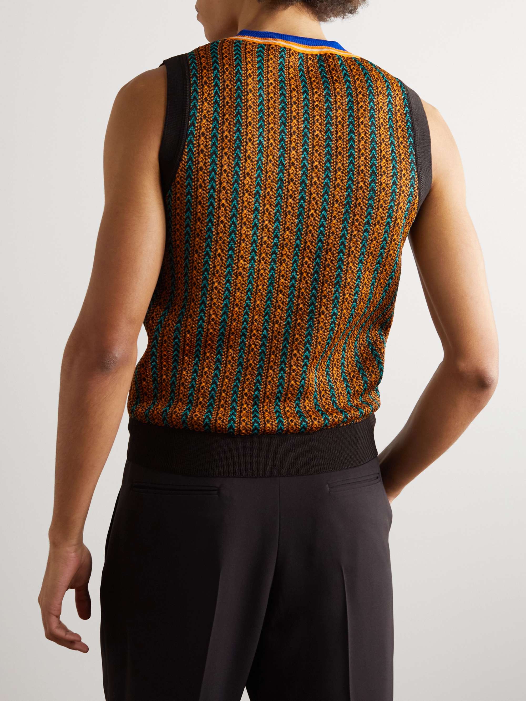 WALES BONNER Orchestre Slim-Fit Striped Jacquard-Knit Sweater Vest