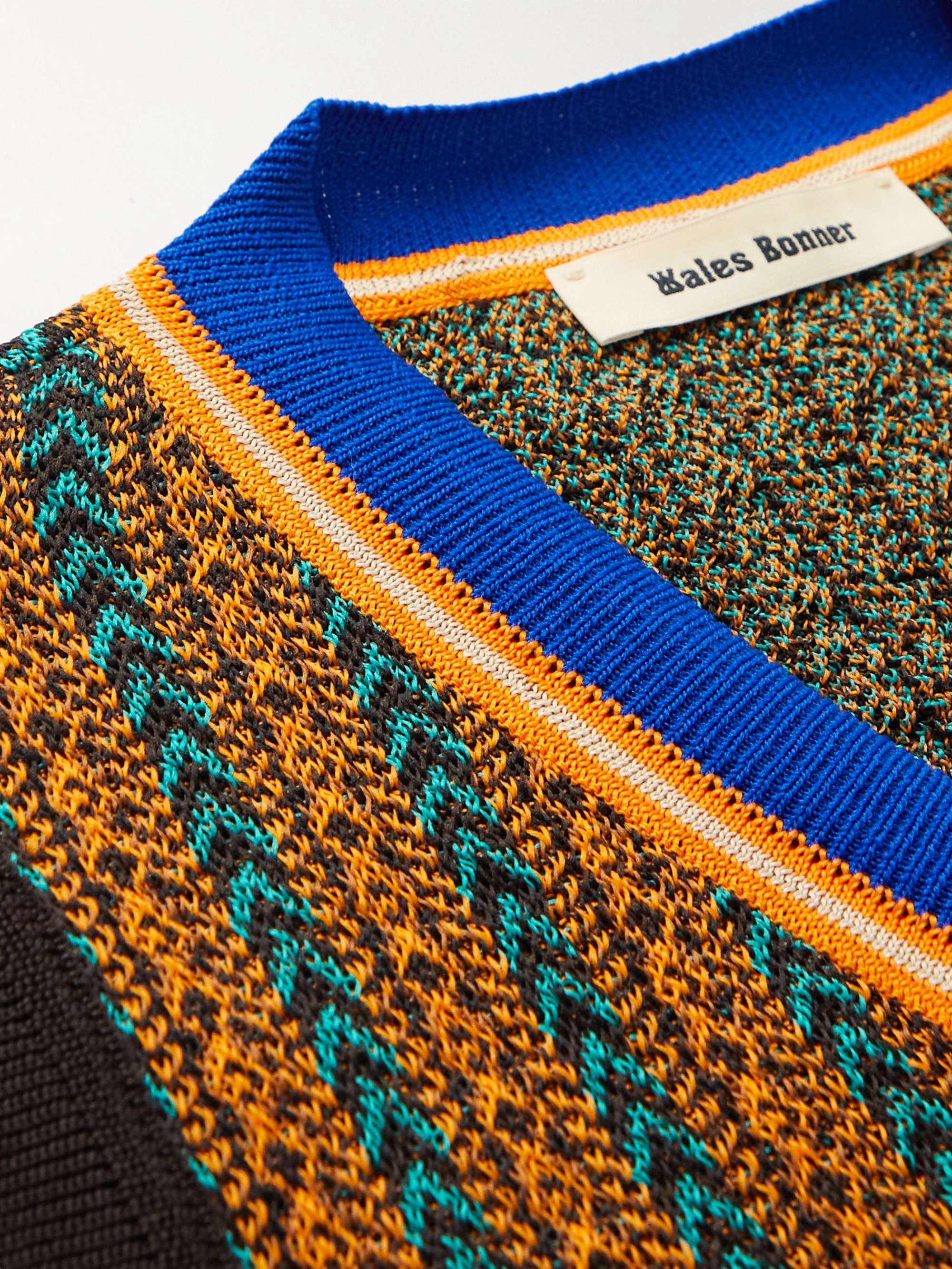 WALES BONNER Orchestre Slim-Fit Striped Jacquard-Knit Sweater Vest