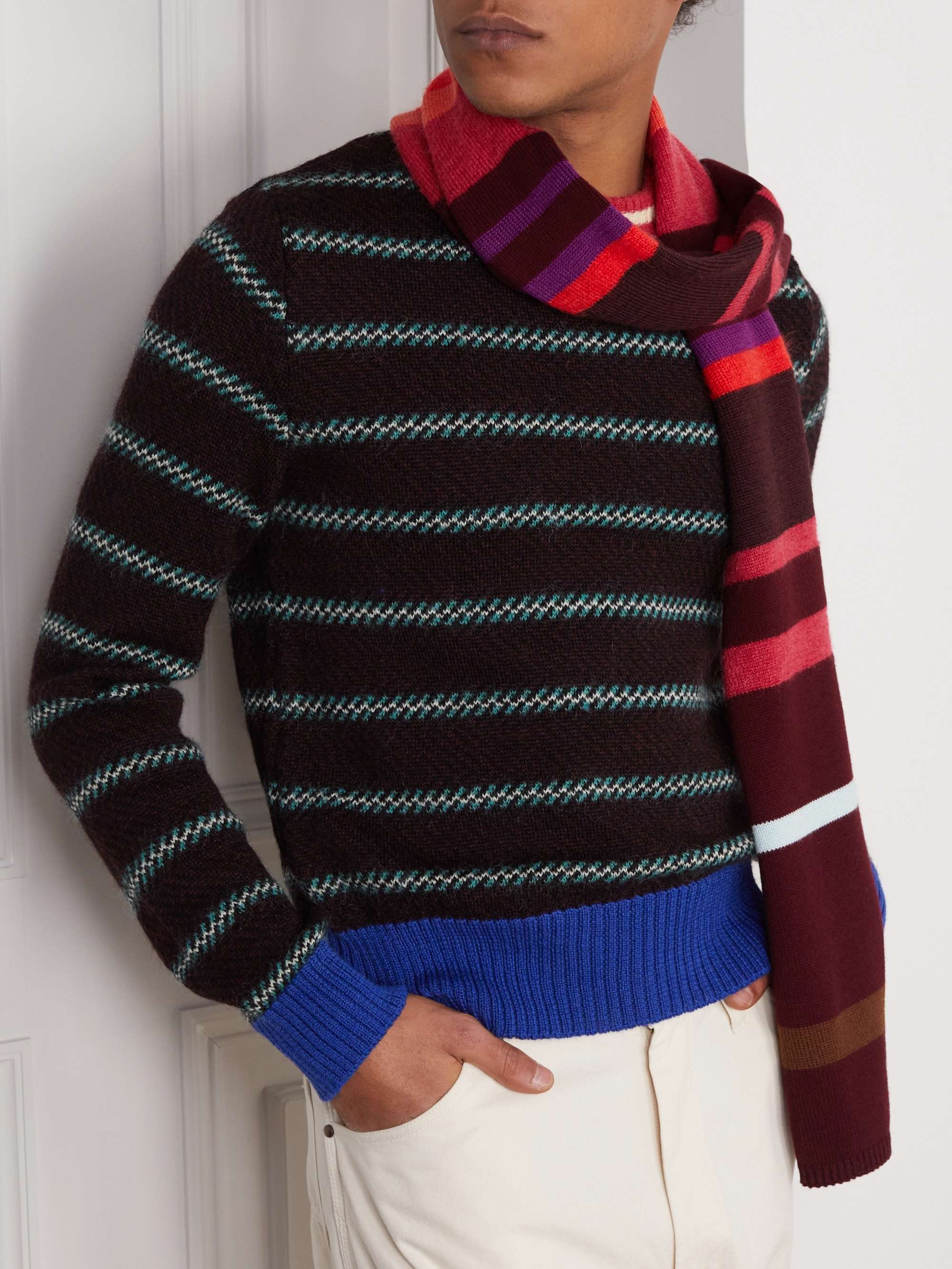 WALES BONNER Striped Merino Wool-Blend Scarf