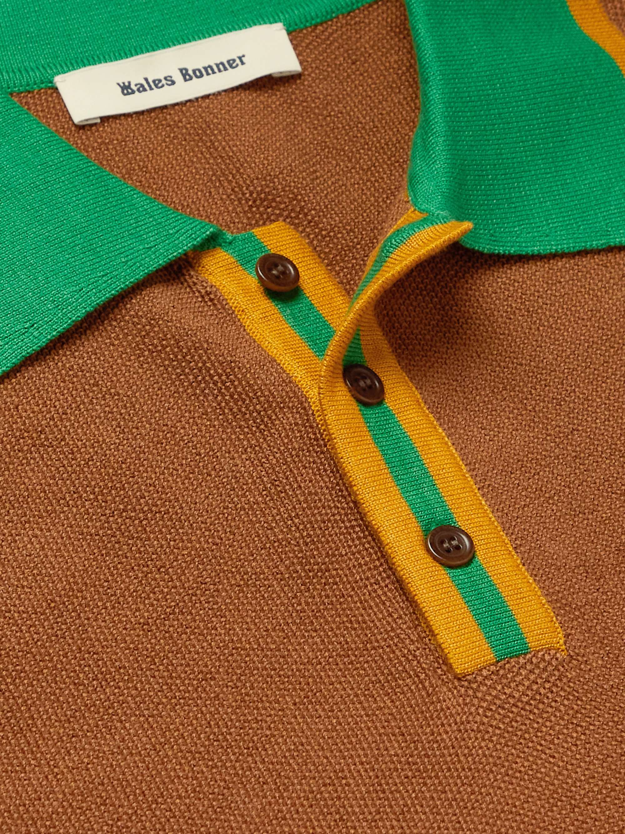 WALES BONNER Sun Striped Cotton-Jacquard Polo Shirt