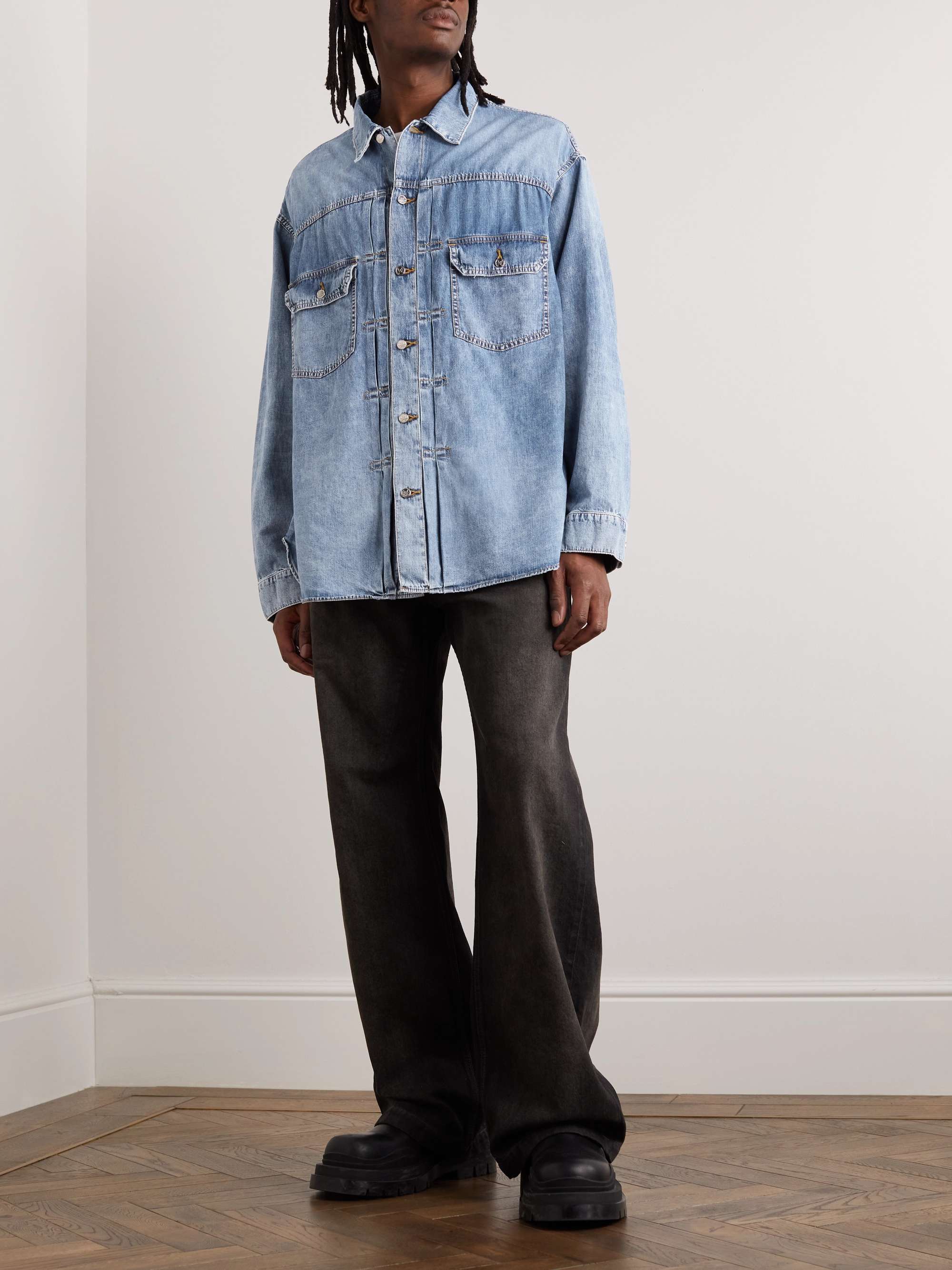 MASTERMIND WORLD Embroidered Denim Shirt