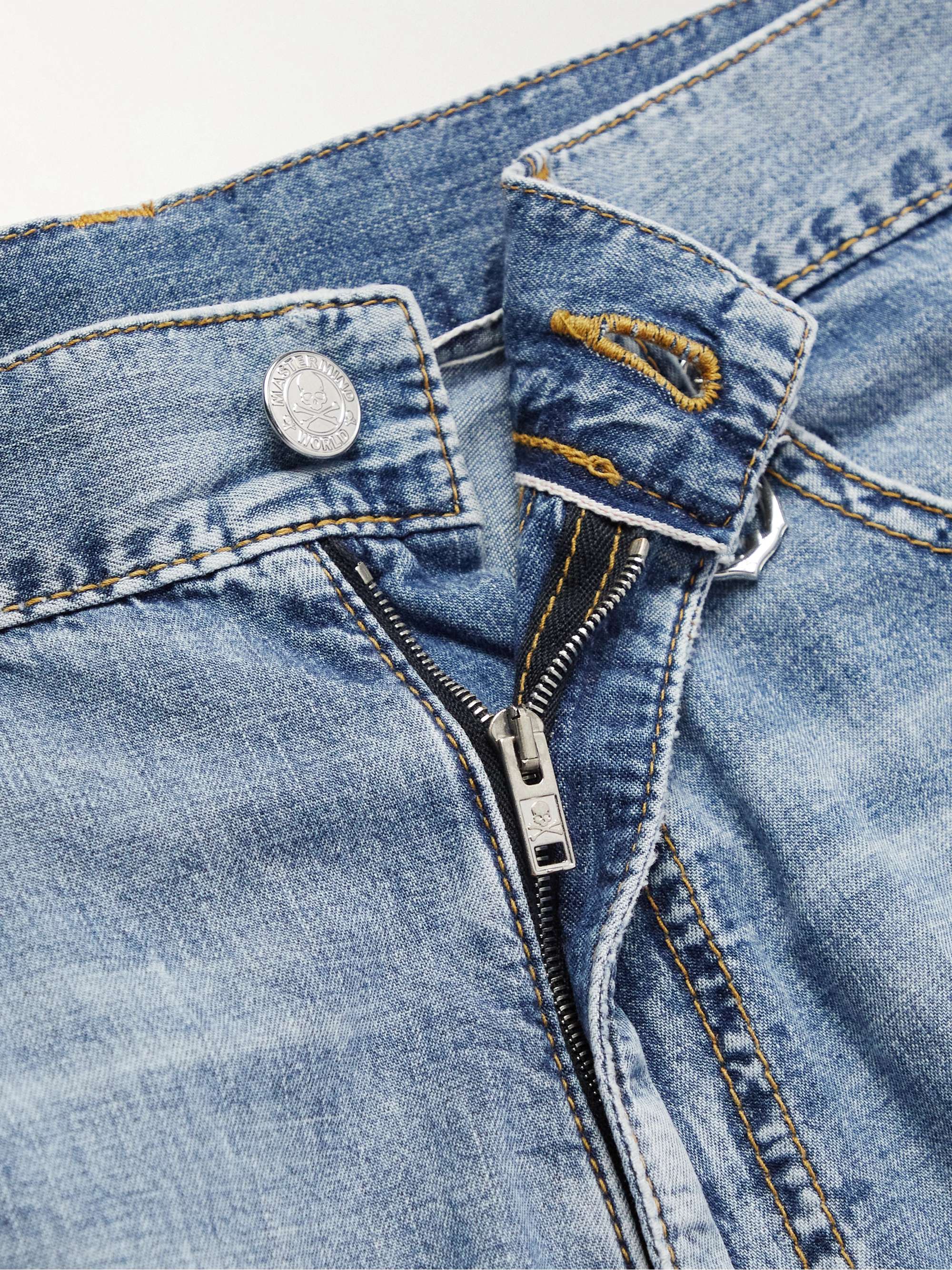 MASTERMIND WORLD Logo-Embroidered Straight-Leg Denim Shorts