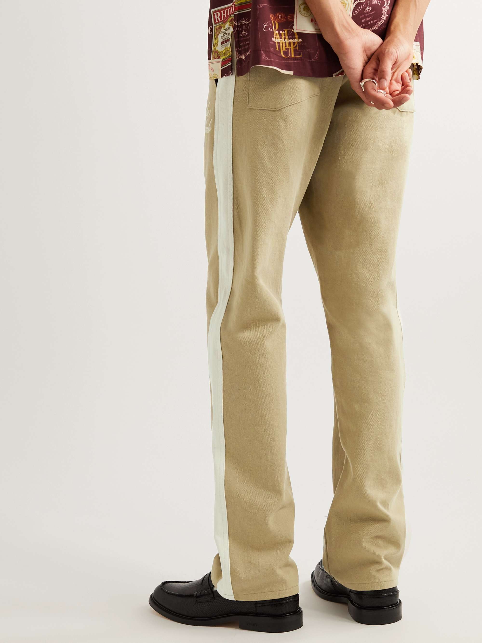 RHUDE Wine Club Straight-Leg Logo-Embroidered Cotton-Twill Sweatpants