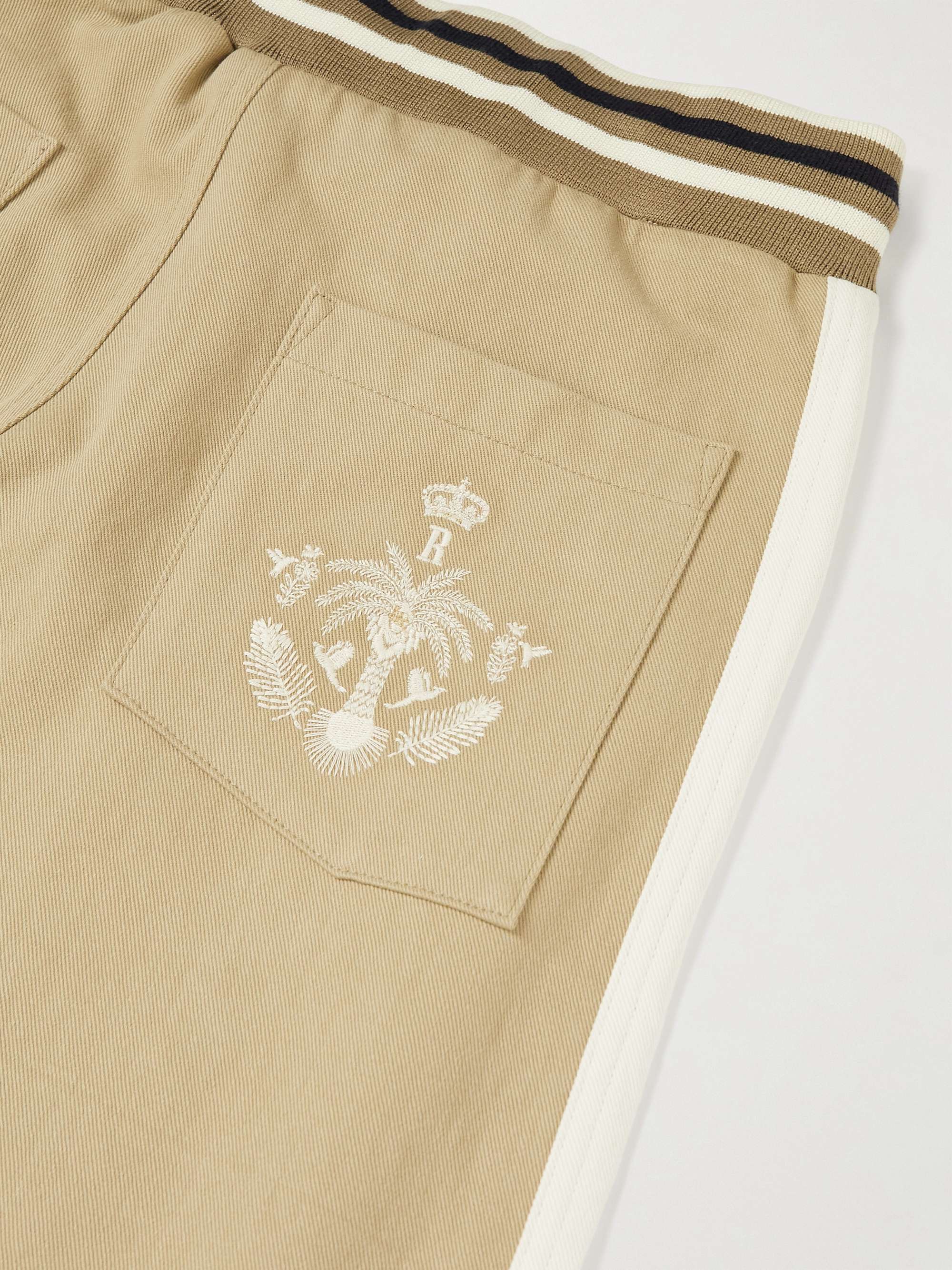 RHUDE Wine Club Straight-Leg Logo-Embroidered Cotton-Twill Sweatpants