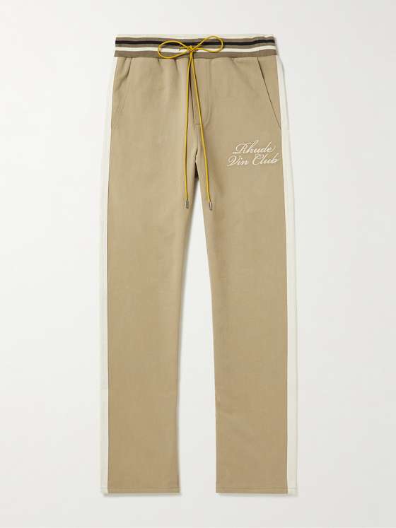 mrporter.com | Wine Club Straight-Leg Logo-Embroidered Cotton-Twill Sweatpants