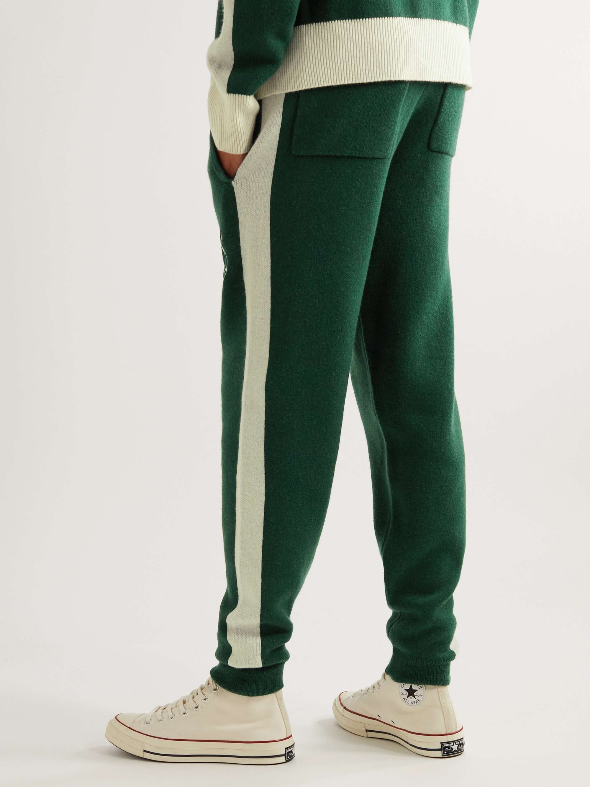 RHUDE Wine Club Logo-Embroidered Virgin Wool and Cashmere-Blend Track Pants