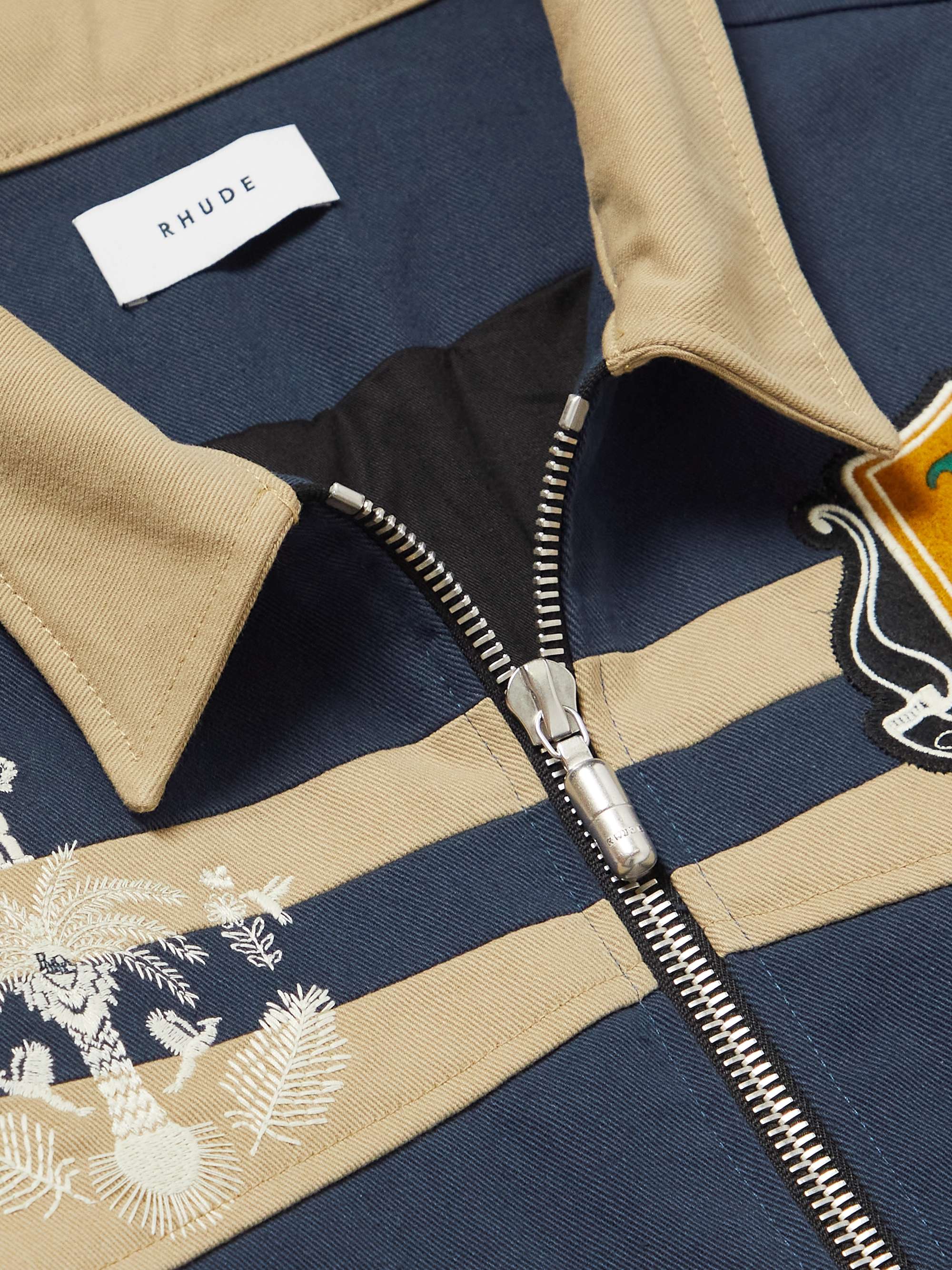 RHUDE Wine Club Logo-Appliquéd Cotton-Twill Blouson Jacket