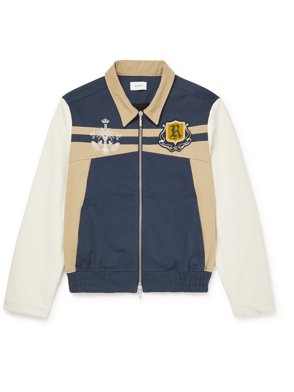 Rhude - Wine Club Logo-Appliquéd Cotton-Twill Blouson Jacket - Men - Blue - XS