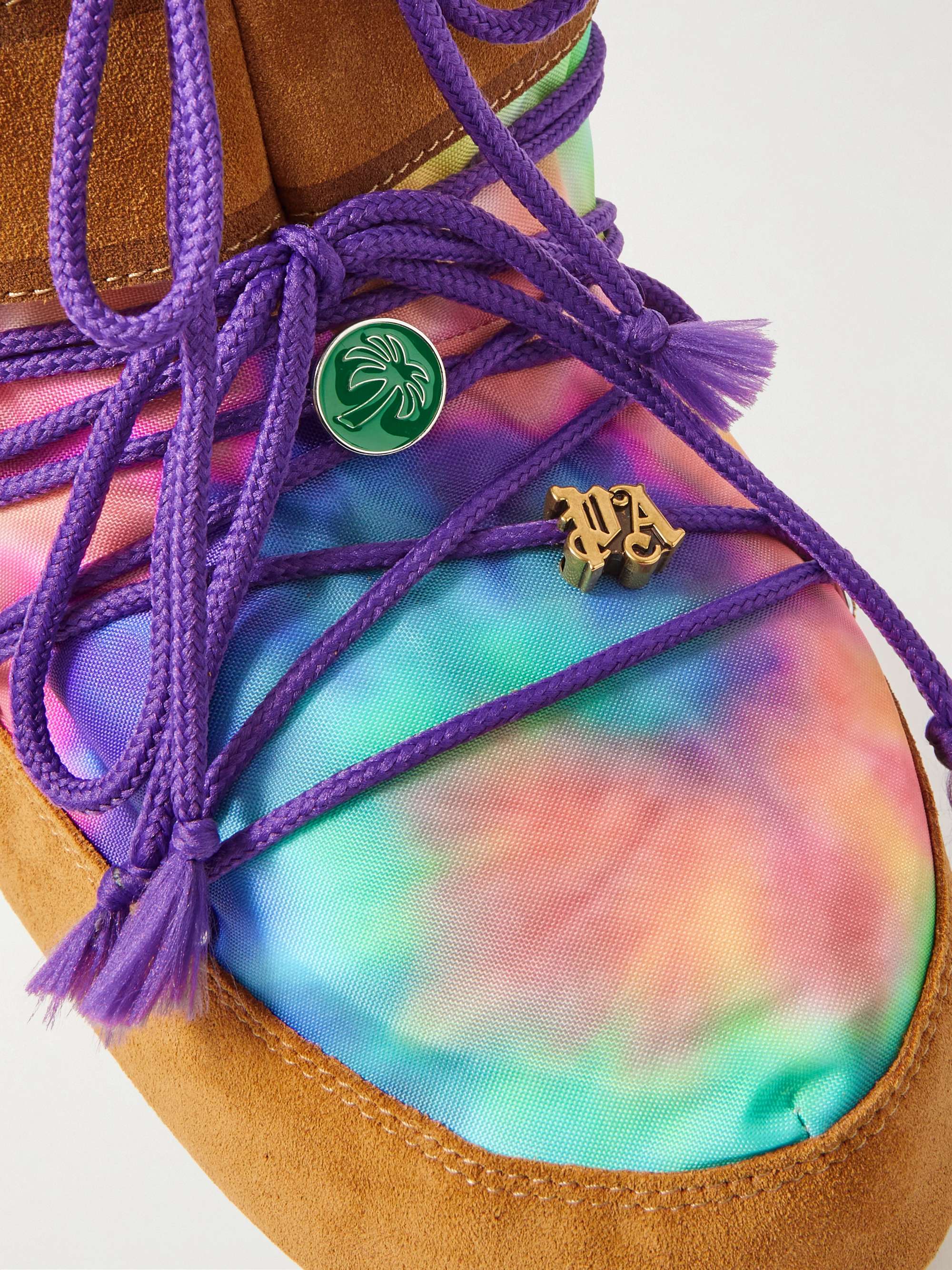 PALM ANGELS + Moon Boot Fleece-Lined Printed Canvas and Suede Snow Boots