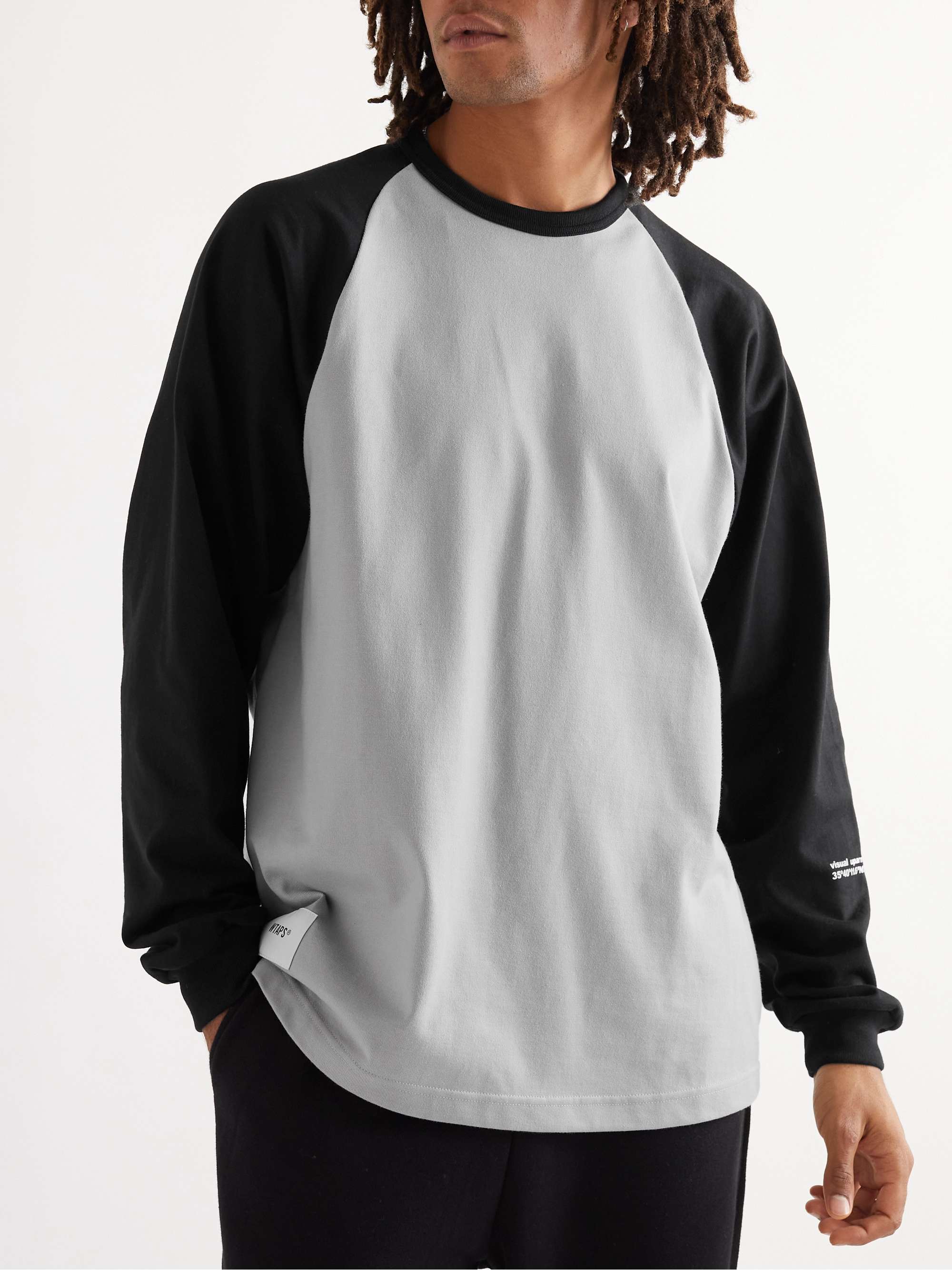 WTAPS® Ian Logo-Appliquéd Two-Tone Cotton-Blend Jersey T-Shirt