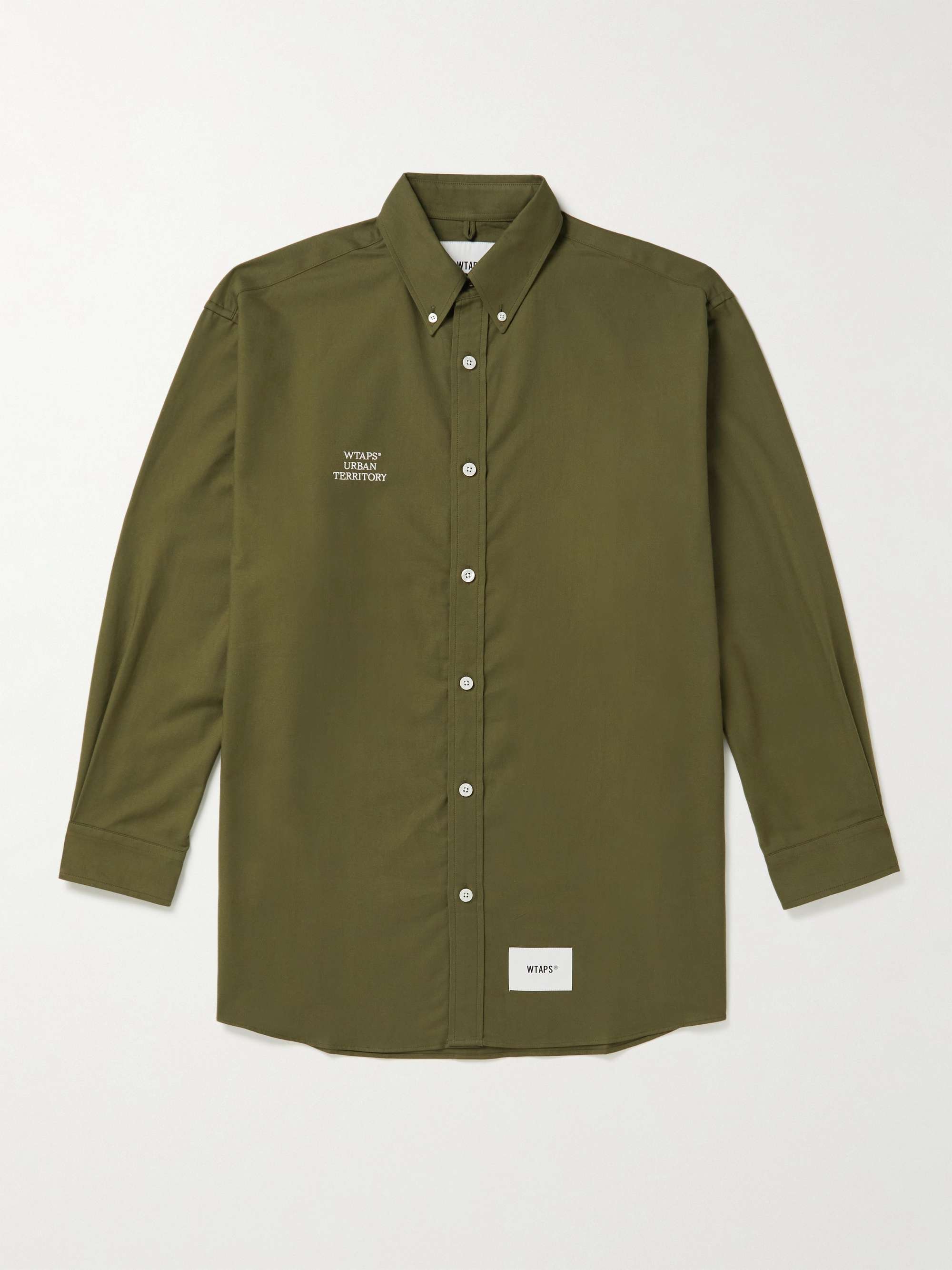 WTAPS® Button-Down Collar Embroidered Cotton-Oxford Shirt
