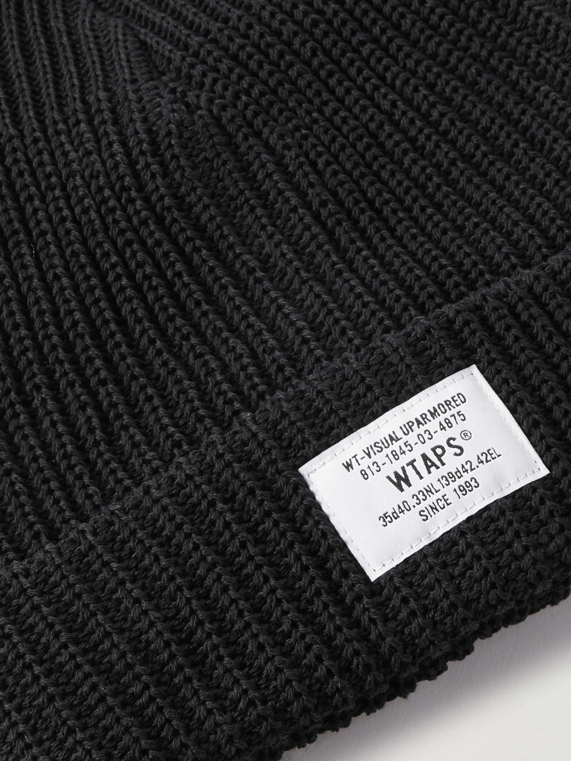 WTAPS® Logo-Appliquéd Ribbed Cotton-Blend Beanie