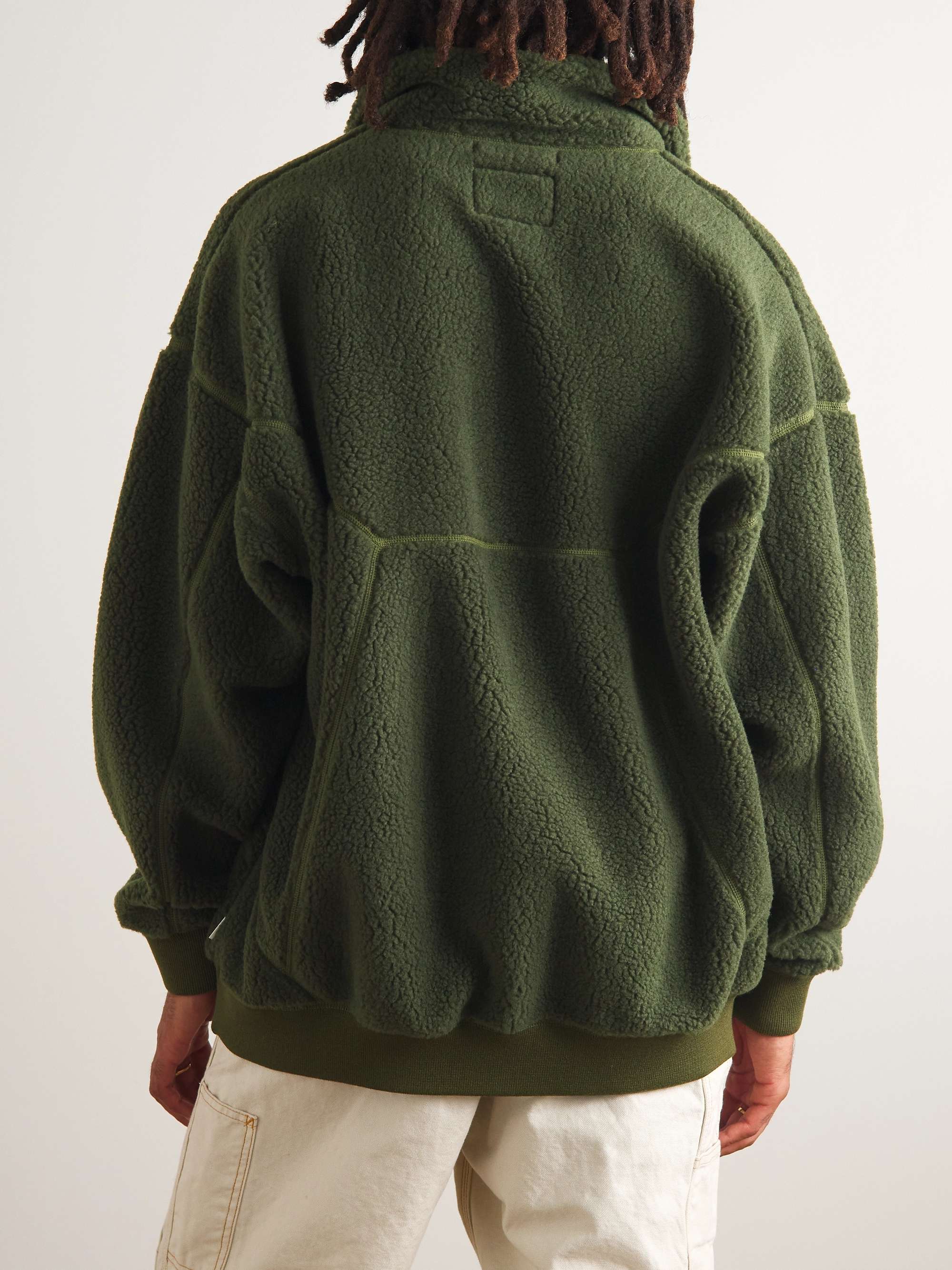 WTAPS® Logo-Appliquéd Embroidered Fleece Half-Zip Sweatshirt