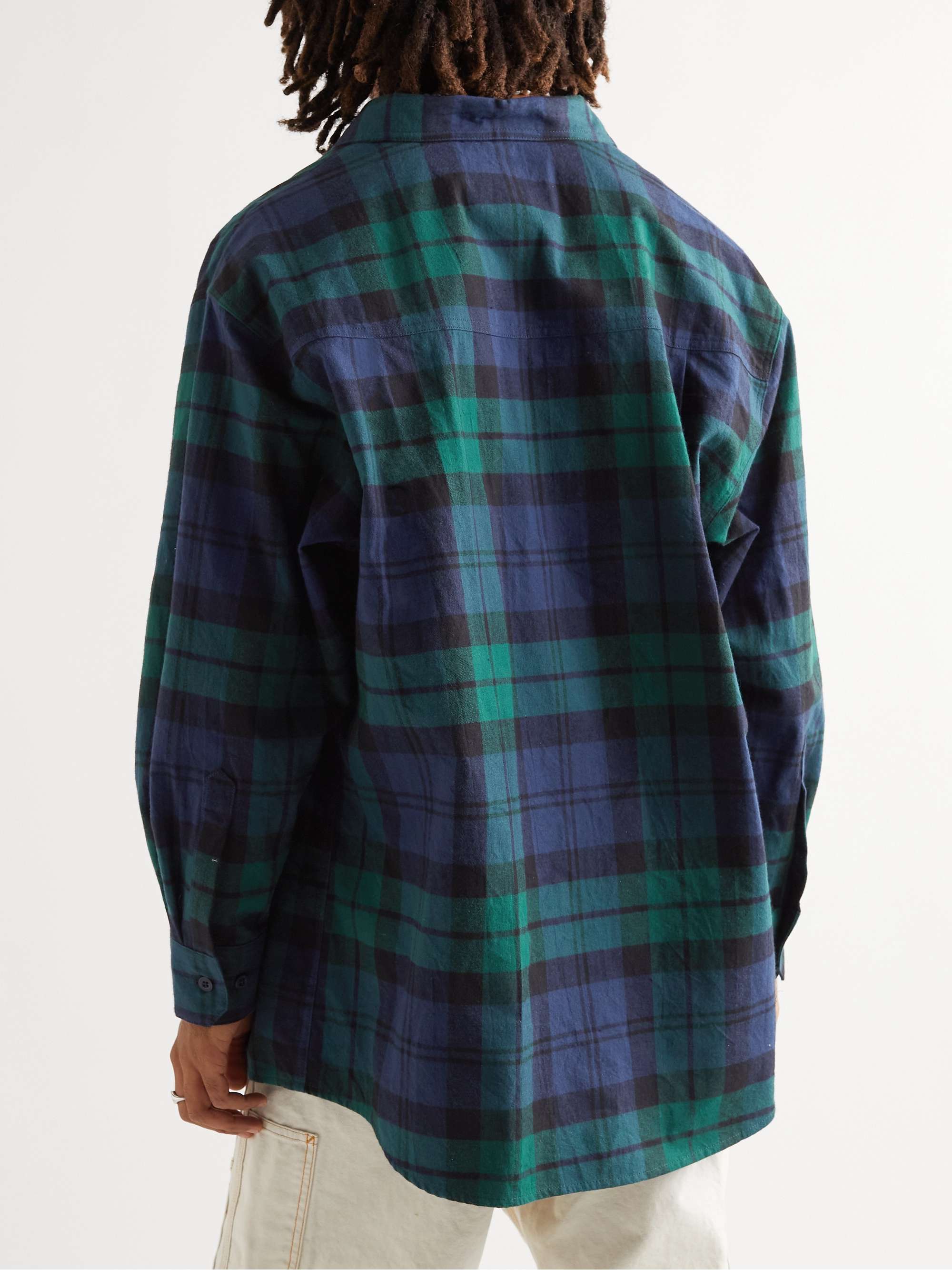 WTAPS® Logo-Appliquéd Checked Cotton-Flannel Shirt