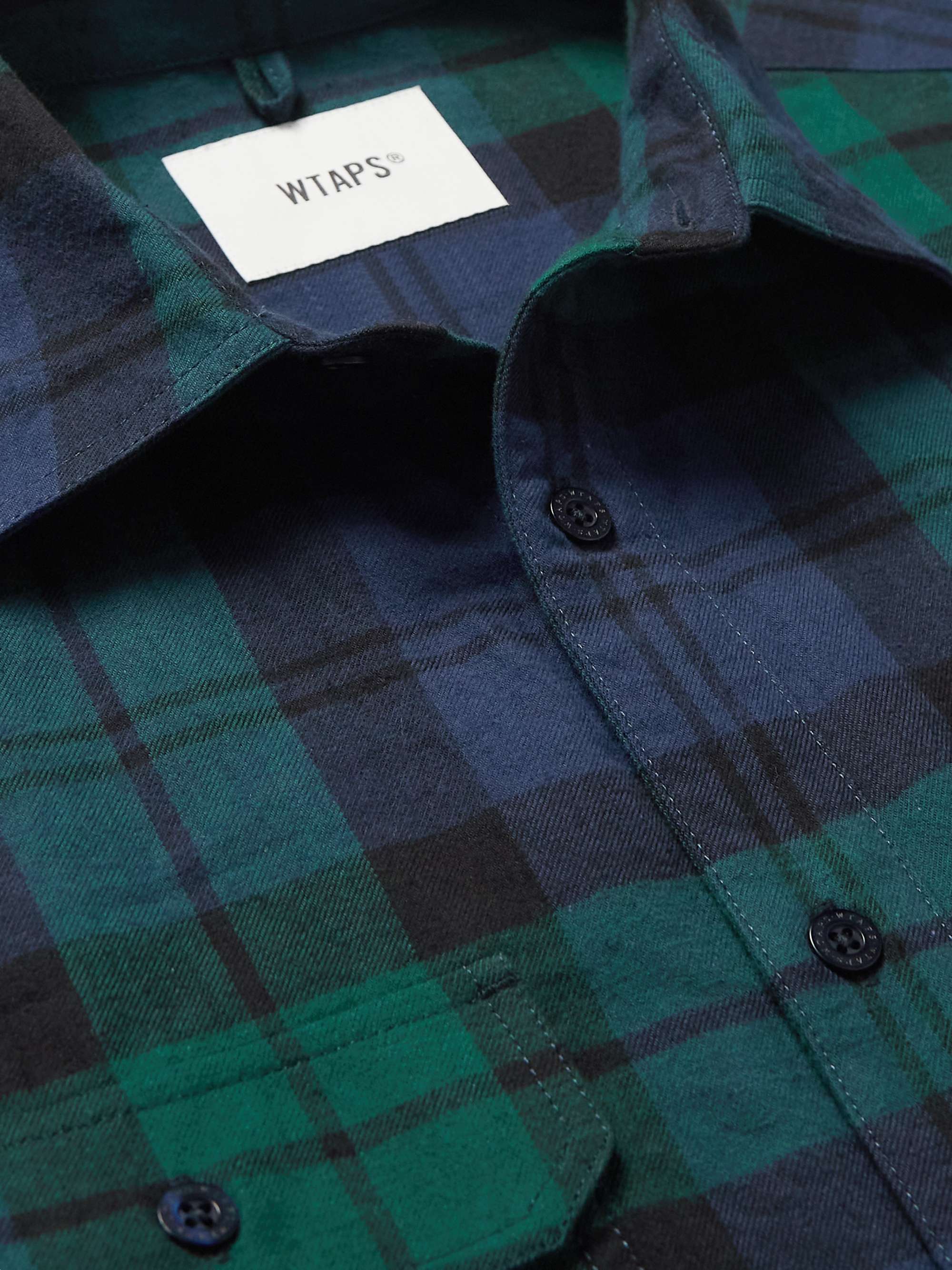 WTAPS® Logo-Appliquéd Checked Cotton-Flannel Shirt