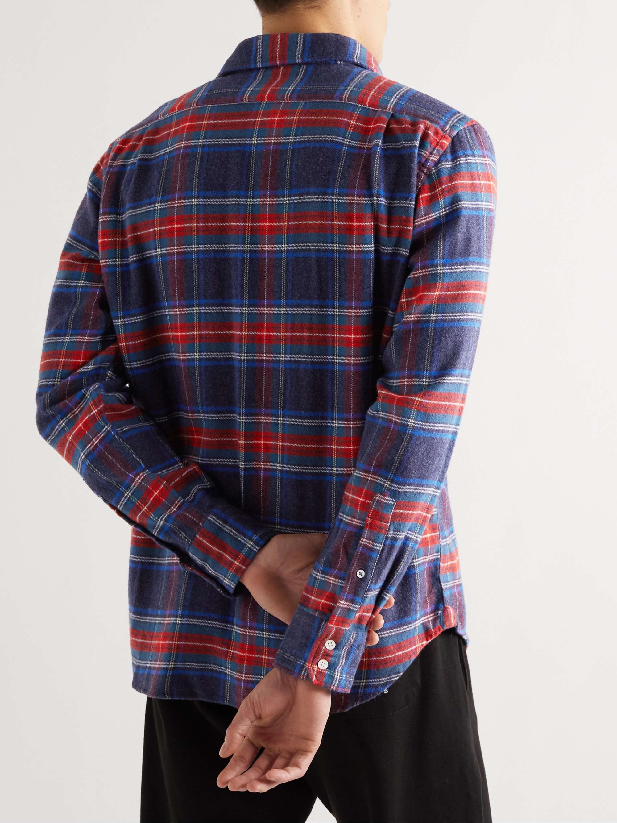 HARTFORD Paul Cutaway-Collar Checked Cotton-Flannel Shirt