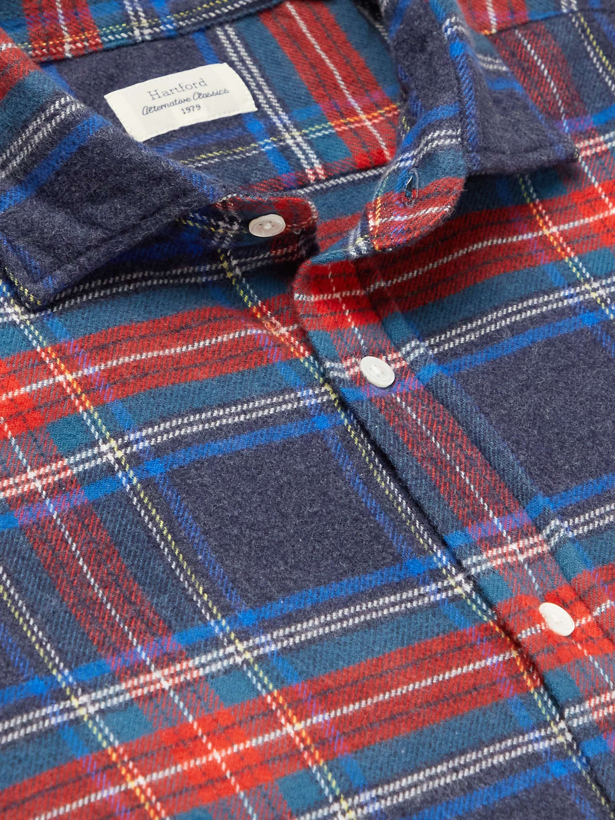 HARTFORD Paul Cutaway-Collar Checked Cotton-Flannel Shirt