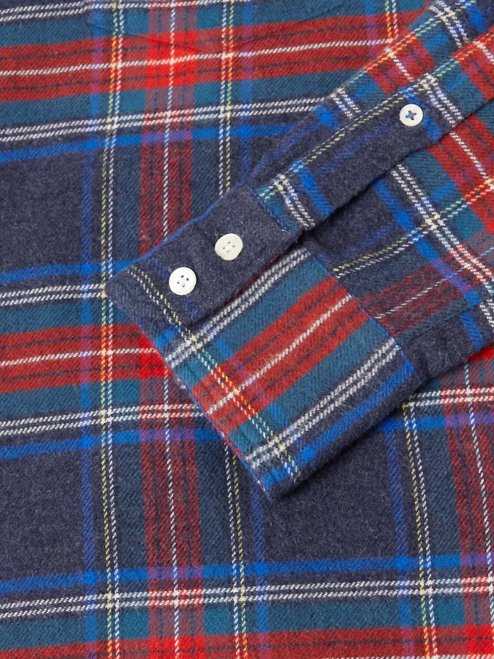 HARTFORD Paul Cutaway-Collar Checked Cotton-Flannel Shirt
