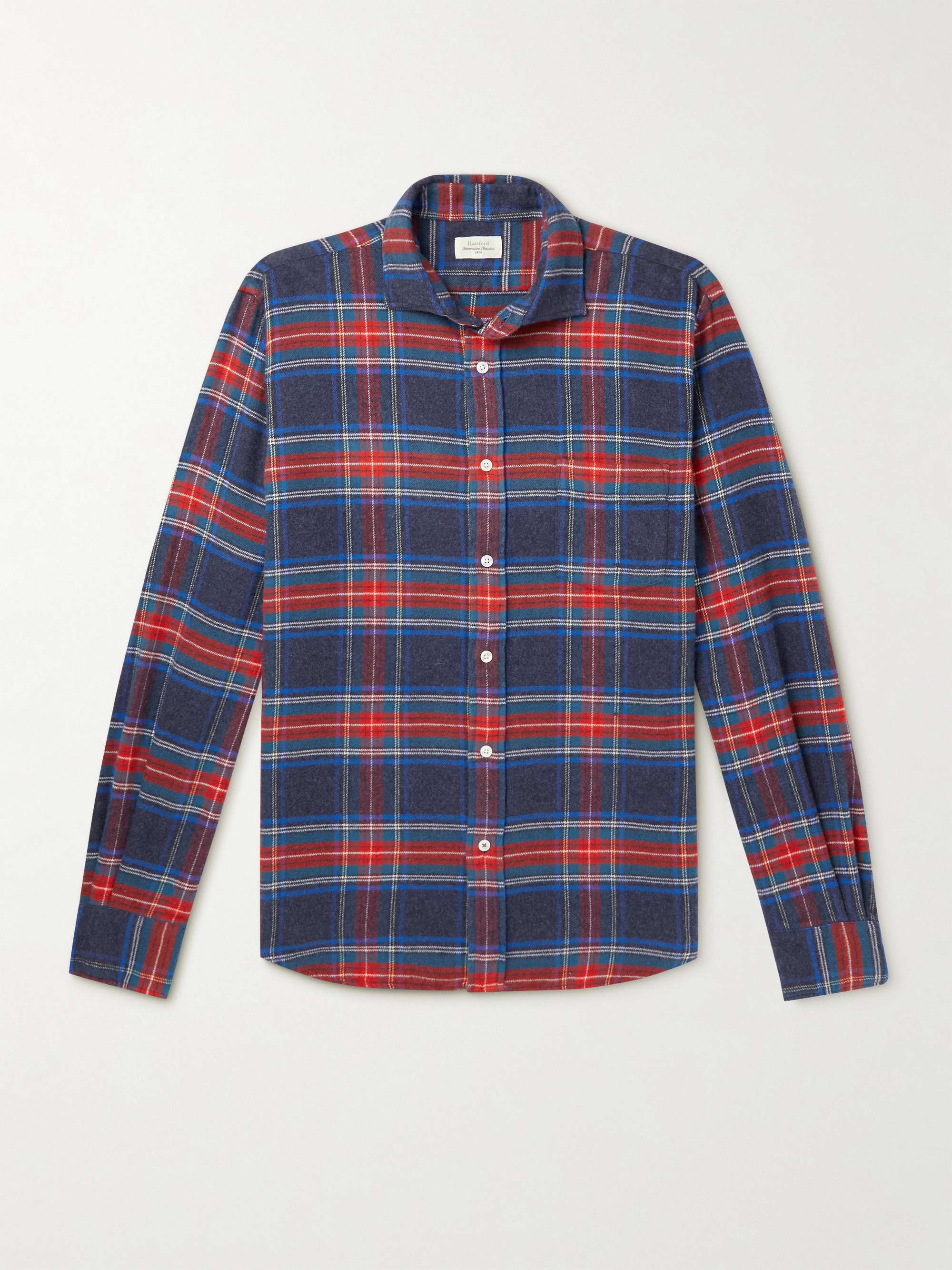 HARTFORD Paul Cutaway-Collar Checked Cotton-Flannel Shirt for Men | MR ...