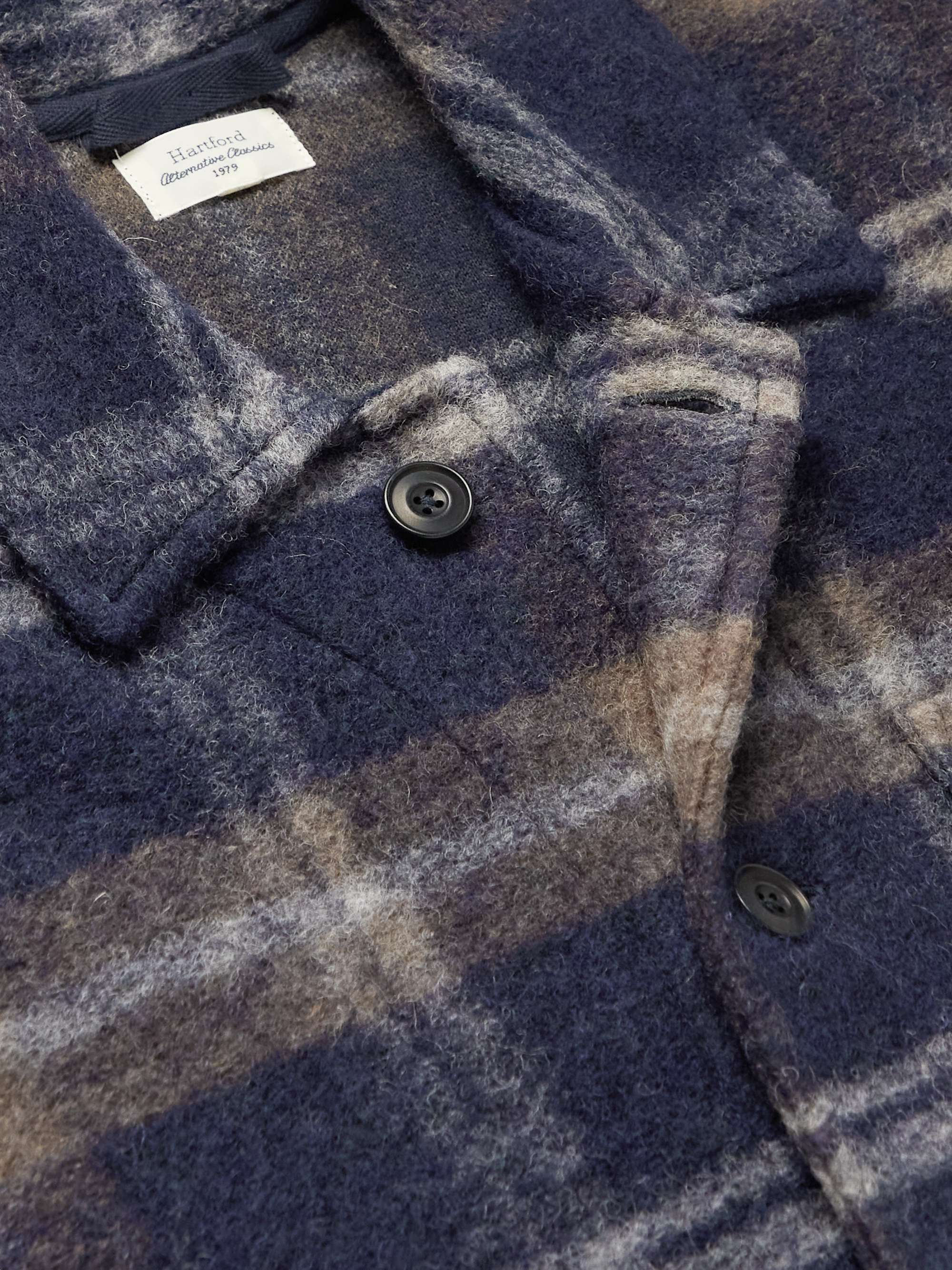 HARTFORD Checked Wool-Blend Overshirt