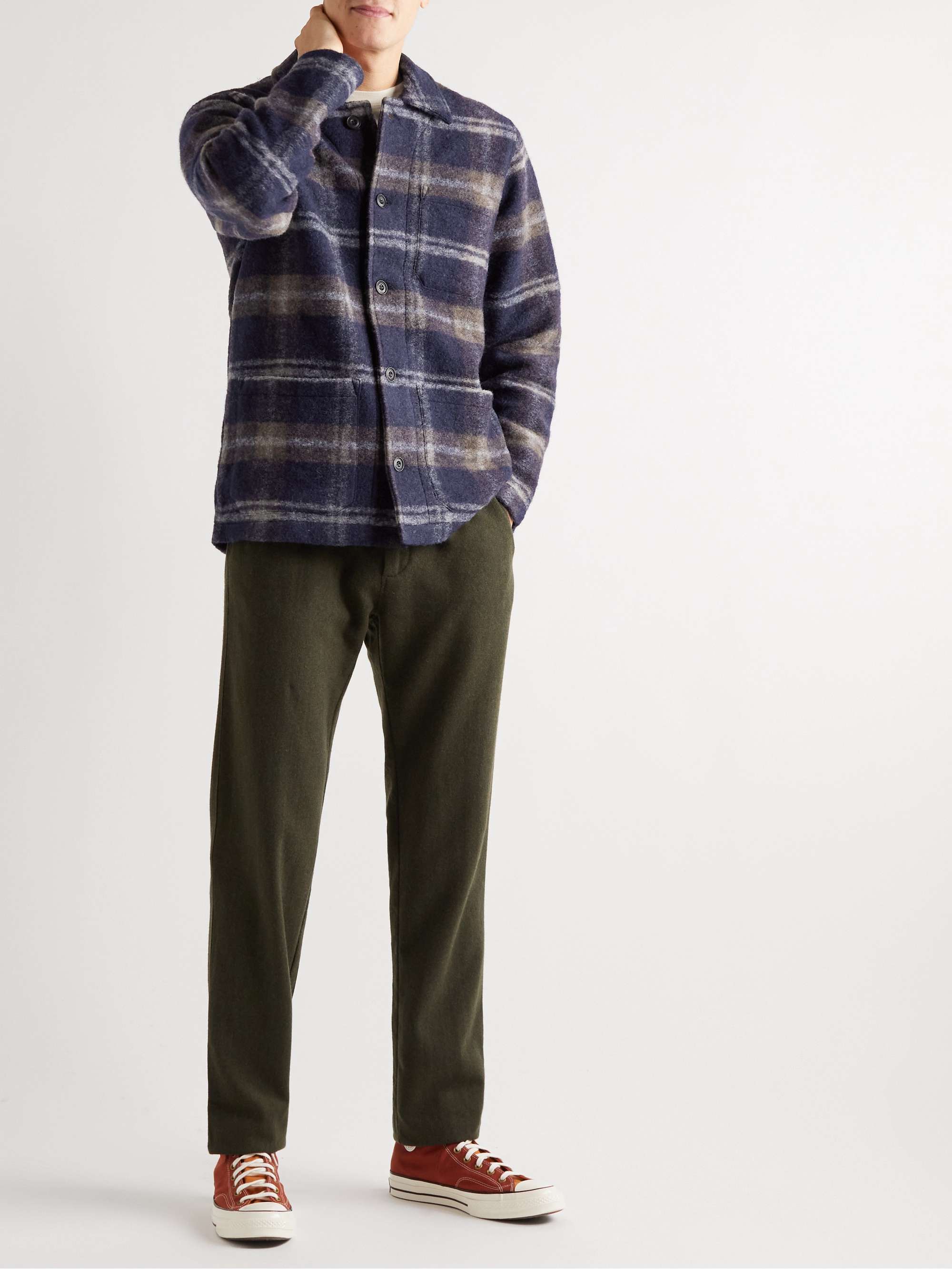 HARTFORD Checked Wool-Blend Overshirt