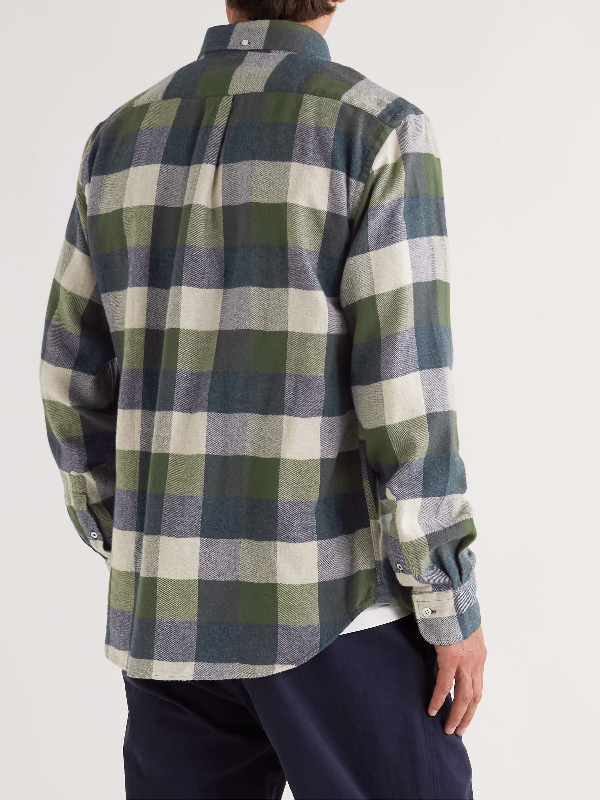 HARTFORD Pitt Button-Down Collar Checked Cotton-Flannel Shirt